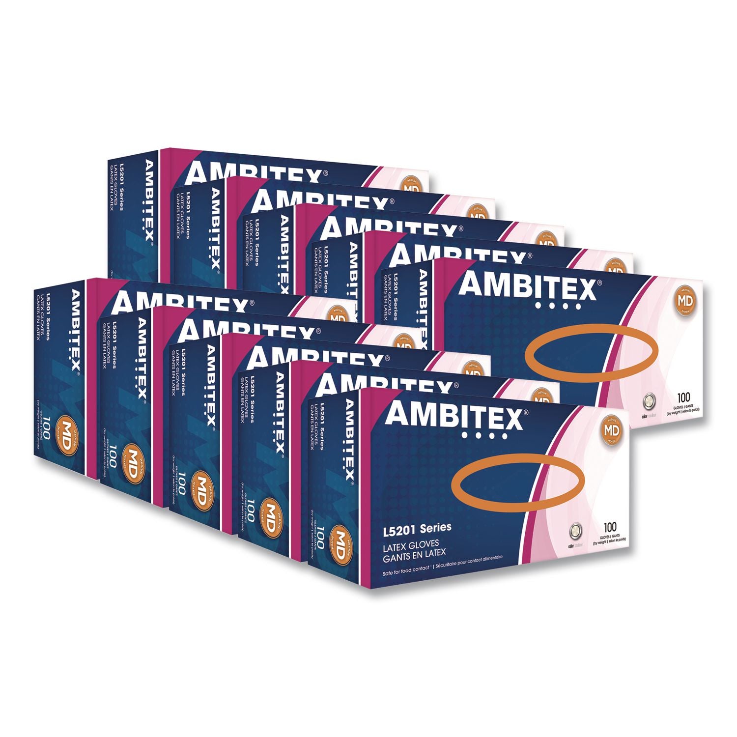 L5201 Series Powder-Free Latex Gloves, Medium, 4 Mil Thick, 9" Long, Cream, 100/Box, 10 Boxes/Carton