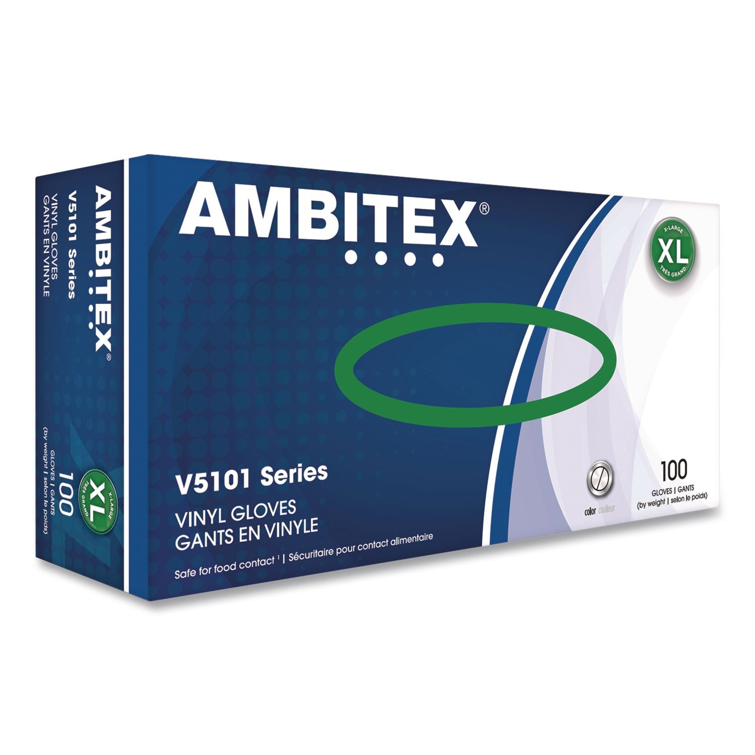 V5101 Series Latex-Free Lightly Powdered Vinyl Gloves, X-Large, 3 Mil Thick, 9" Long, Clear, 100/Box, 10 Boxes/Carton