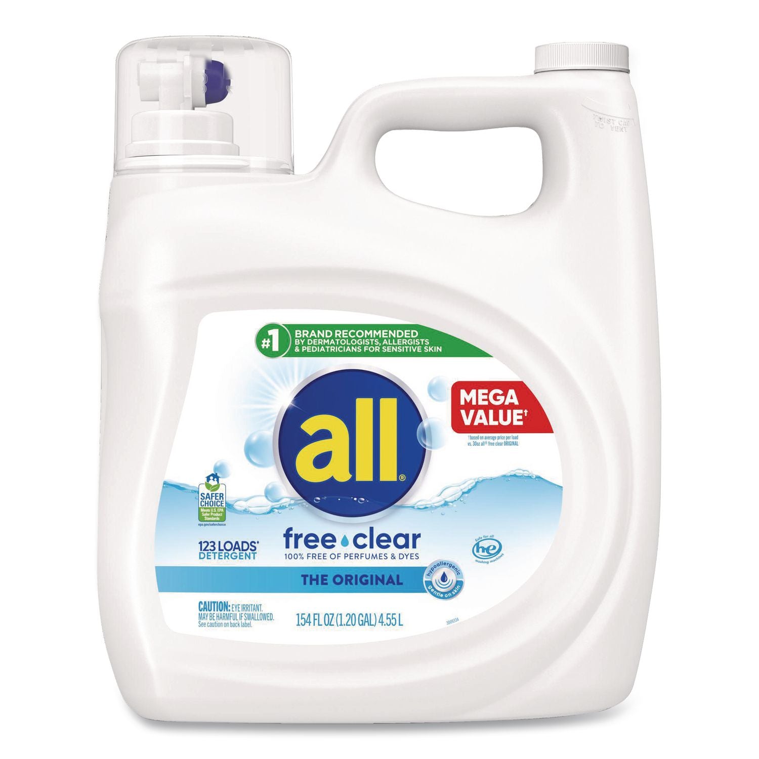 Free Clear HE Laundry Detergent, 154 Oz Bottle, 2/Carton