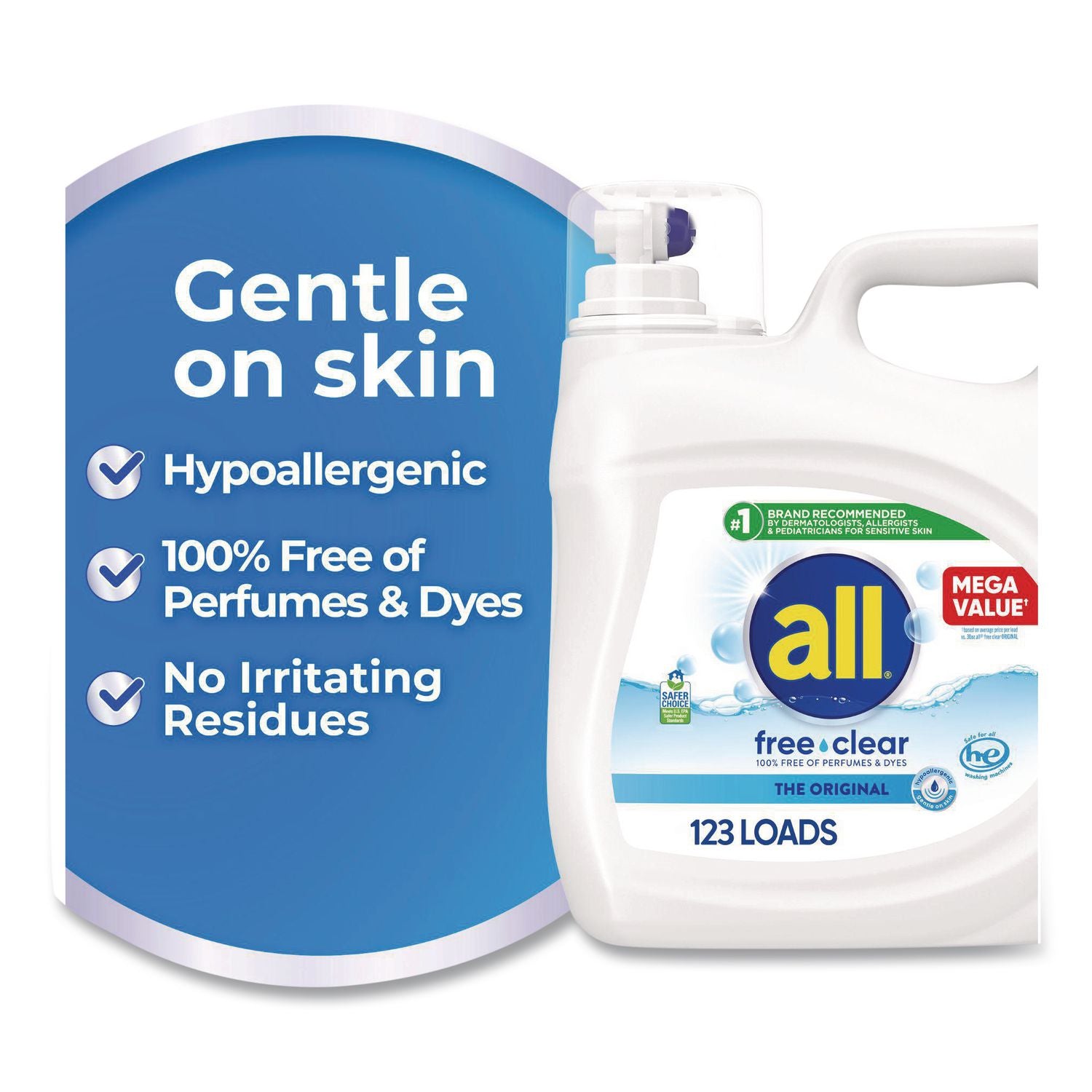 Free Clear HE Laundry Detergent, 154 Oz Bottle, 2/Carton