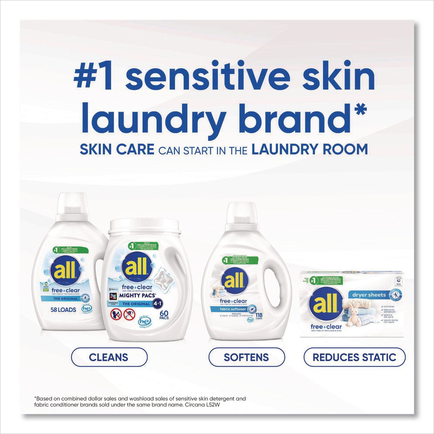 Free Clear HE Laundry Detergent, 154 Oz Bottle, 2/Carton
