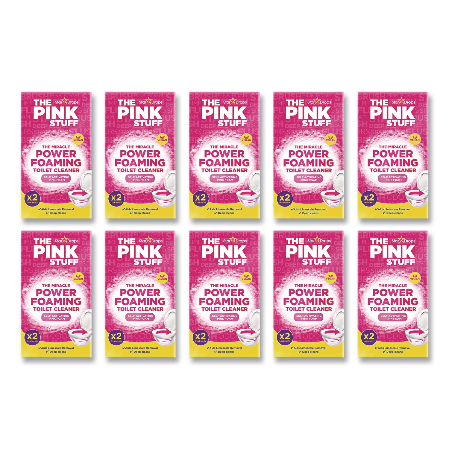 Miracle Power Foaming Toilet Cleaner, Fruity Scent, 3.5 Oz Packet, 2 Packets/Box, 10 Boxes/Carton
