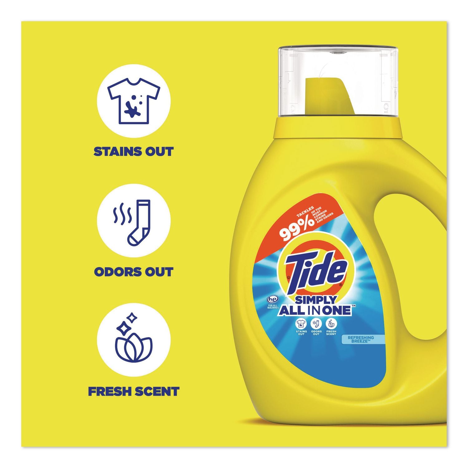 Simply All-In-One Liquid Laundry Detergent, Refreshing Breeze Scent, 10 Oz Bottle, 12/Carton