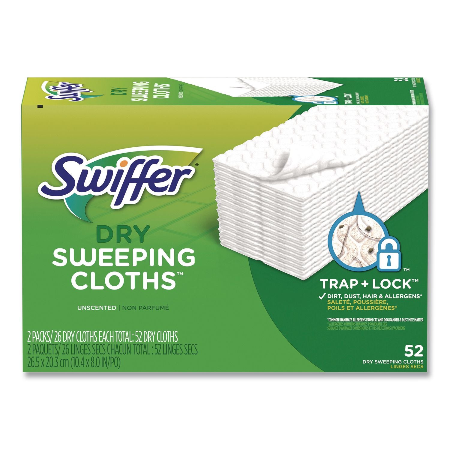 Dry Refill Cloths, 1-Ply, 10.4" X 8", White, 52/Pack