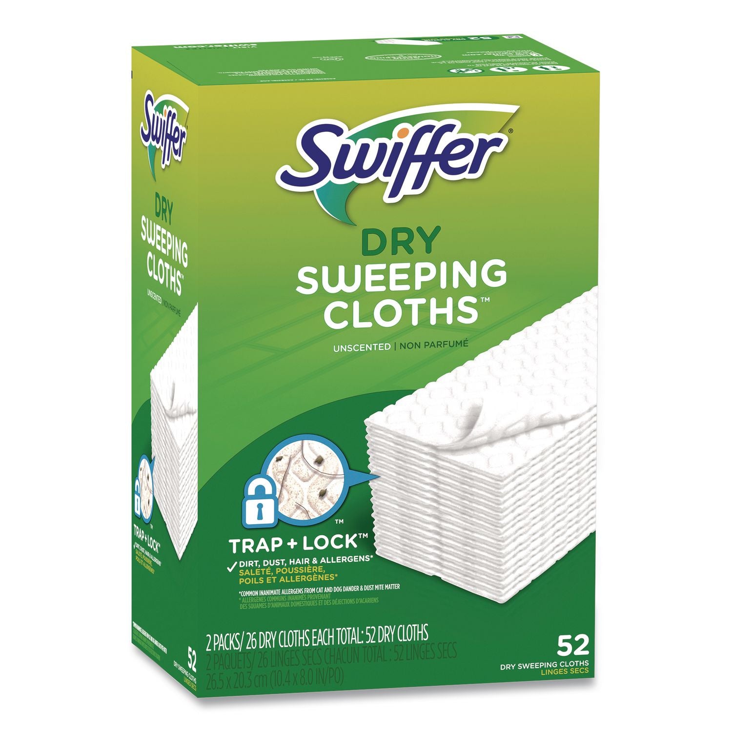 Dry Refill Cloths, 1-Ply, 10.4" X 8", White, 52/Pack