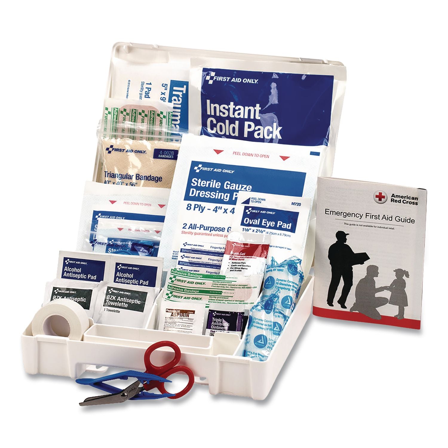 Office First Aid Kit For 10 People, 62 Pieces, Plastic Case