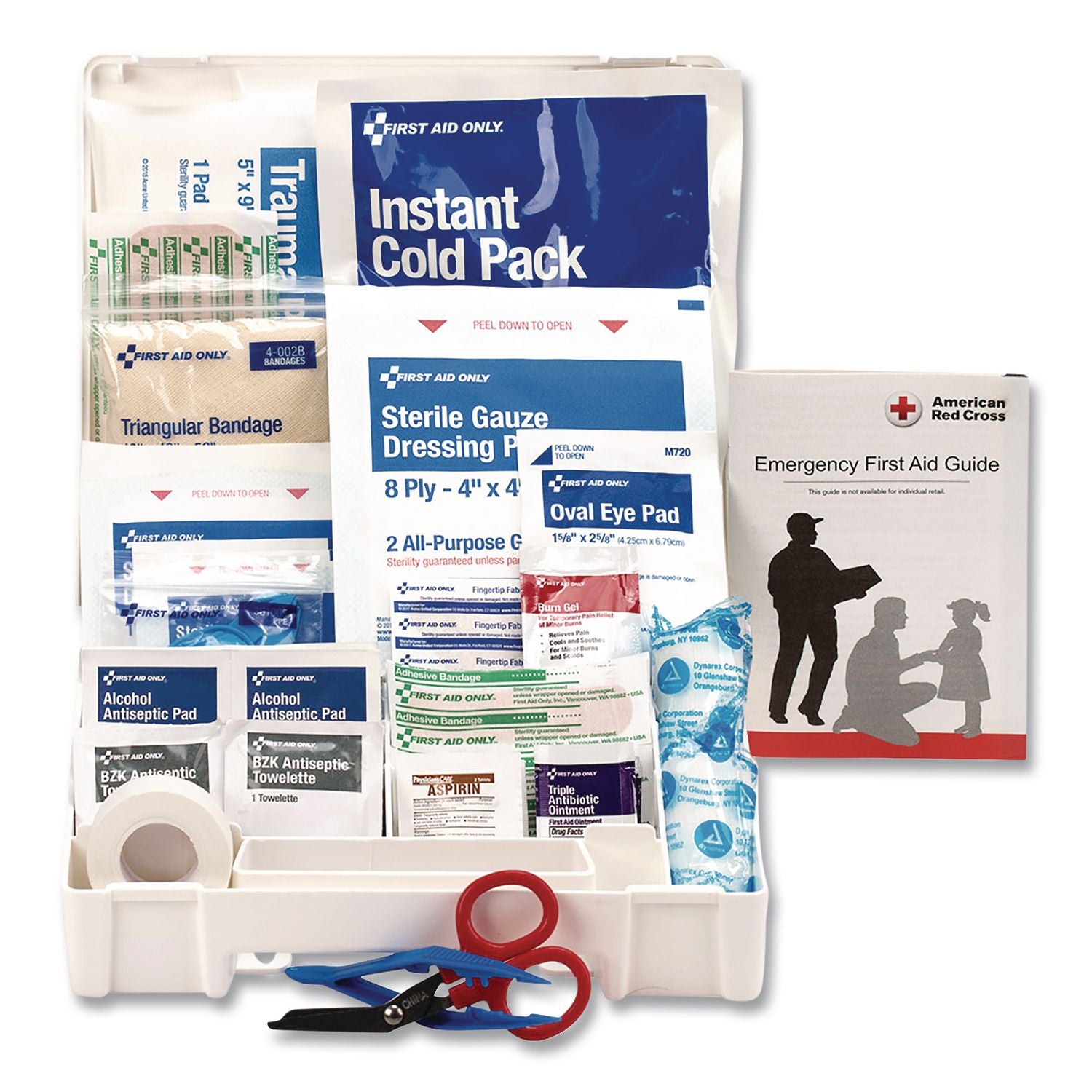 Office First Aid Kit For 10 People, 62 Pieces, Plastic Case