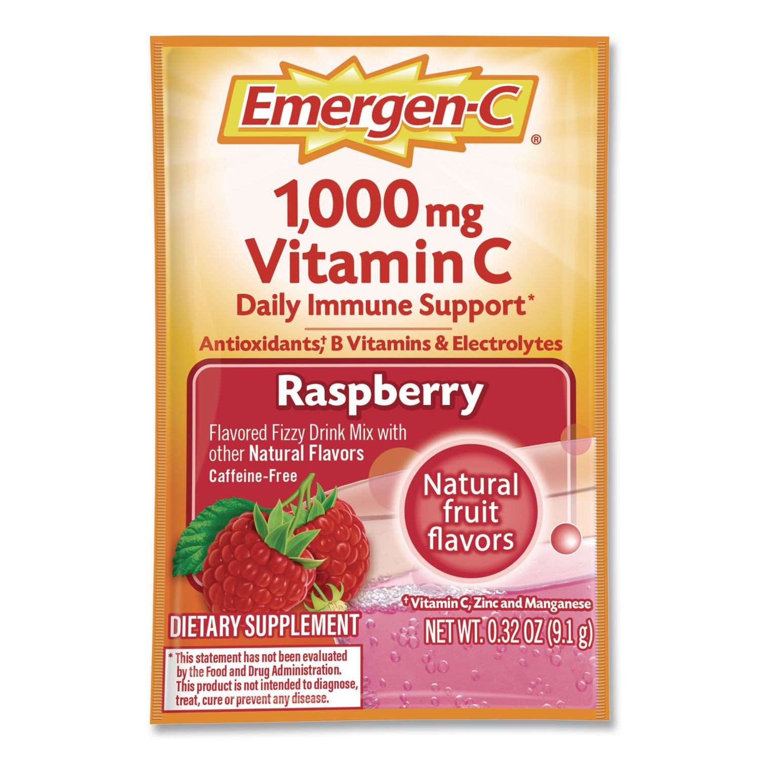 Vitamin C Drink Mix, 1, 000 Mg Vitamin C, Raspberry, 60/Pack