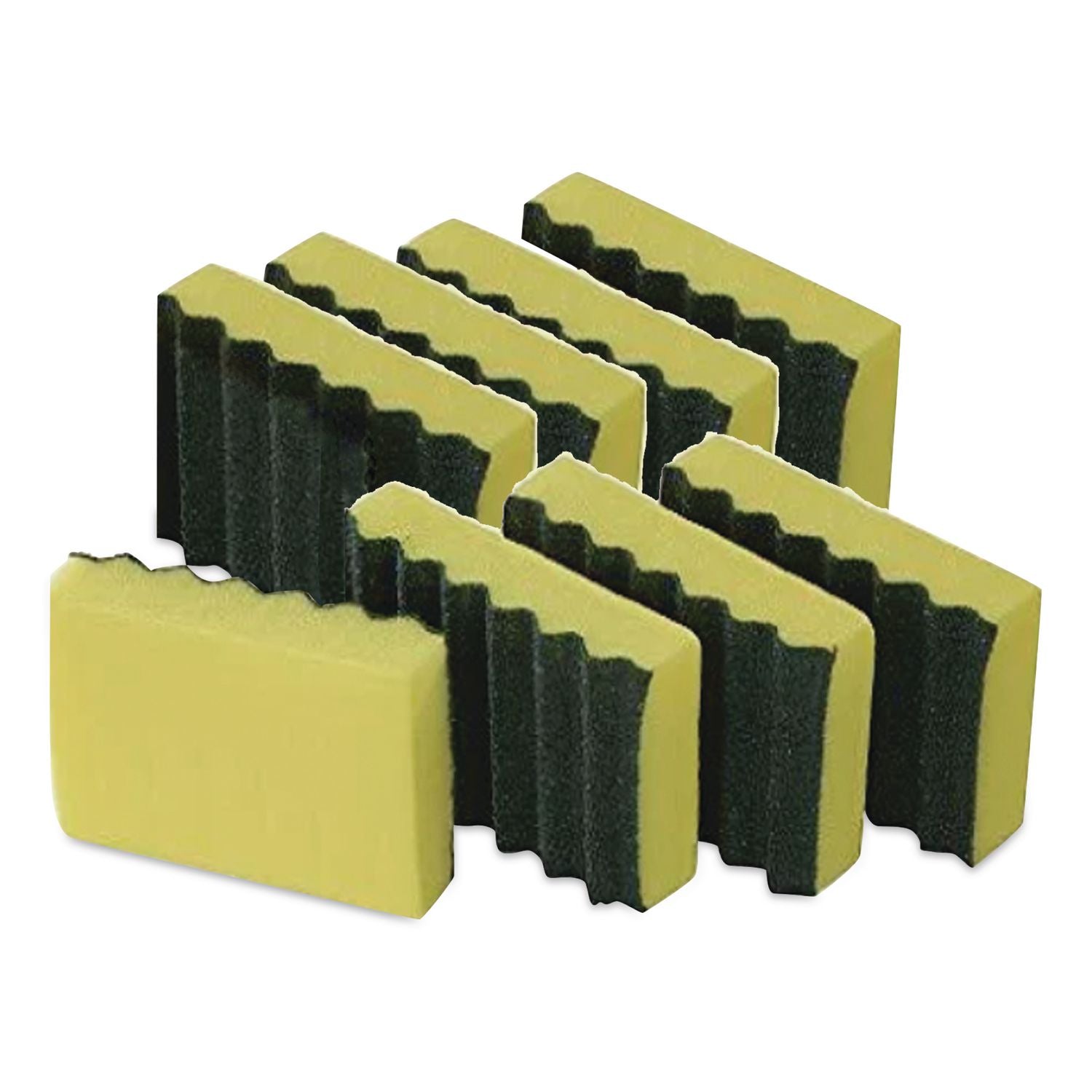 Heavy-Duty Scrubber Sponge, 4 X 2.5, 1" Thick, Yellow/Green, 6/Pack