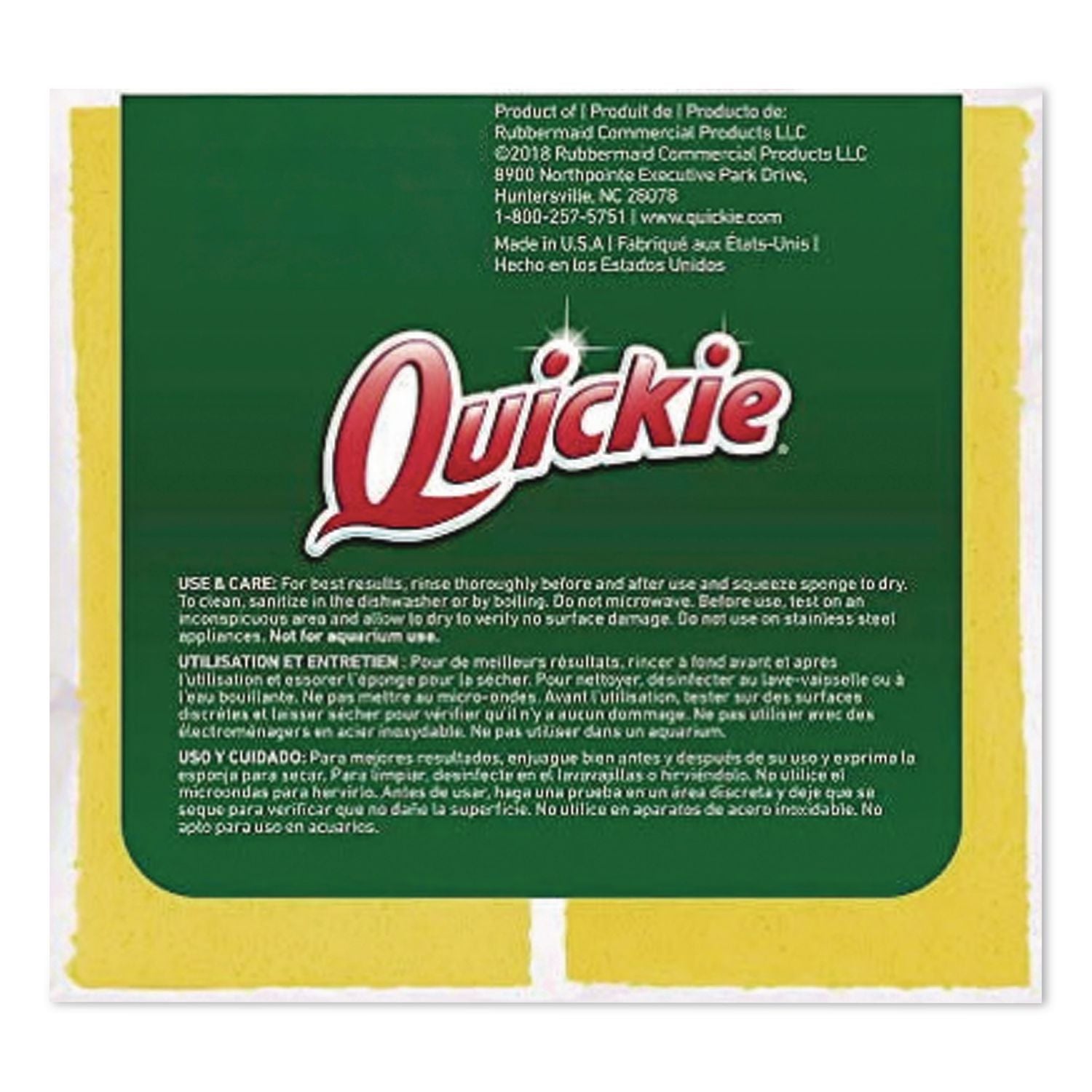 Heavy-Duty Scrubber Sponge, 4 X 2.5, 1" Thick, Yellow/Green, 6/Pack
