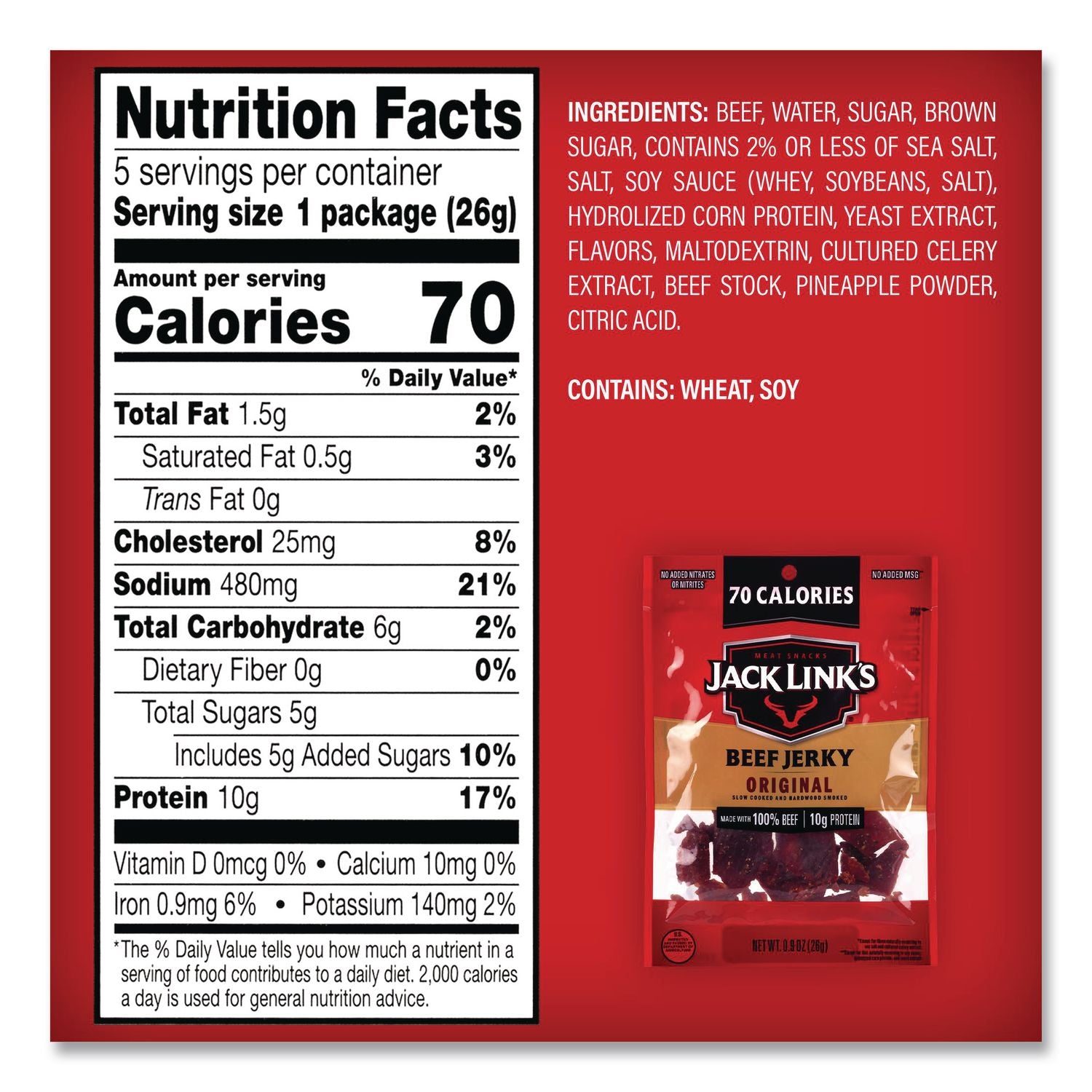Beef Jerky Variety Pack, Original/Teriyaki, 8.1 Oz Bag, 9/Carton