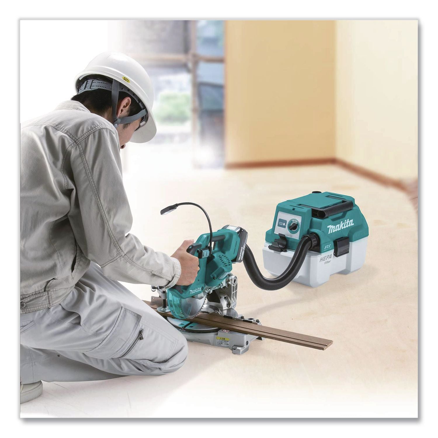 LXT 18 V Li-Ion HEPA Dust Extractor/Vacuum (Tool Only), 2 Gal Tank Capacity, Black/Teal/White
