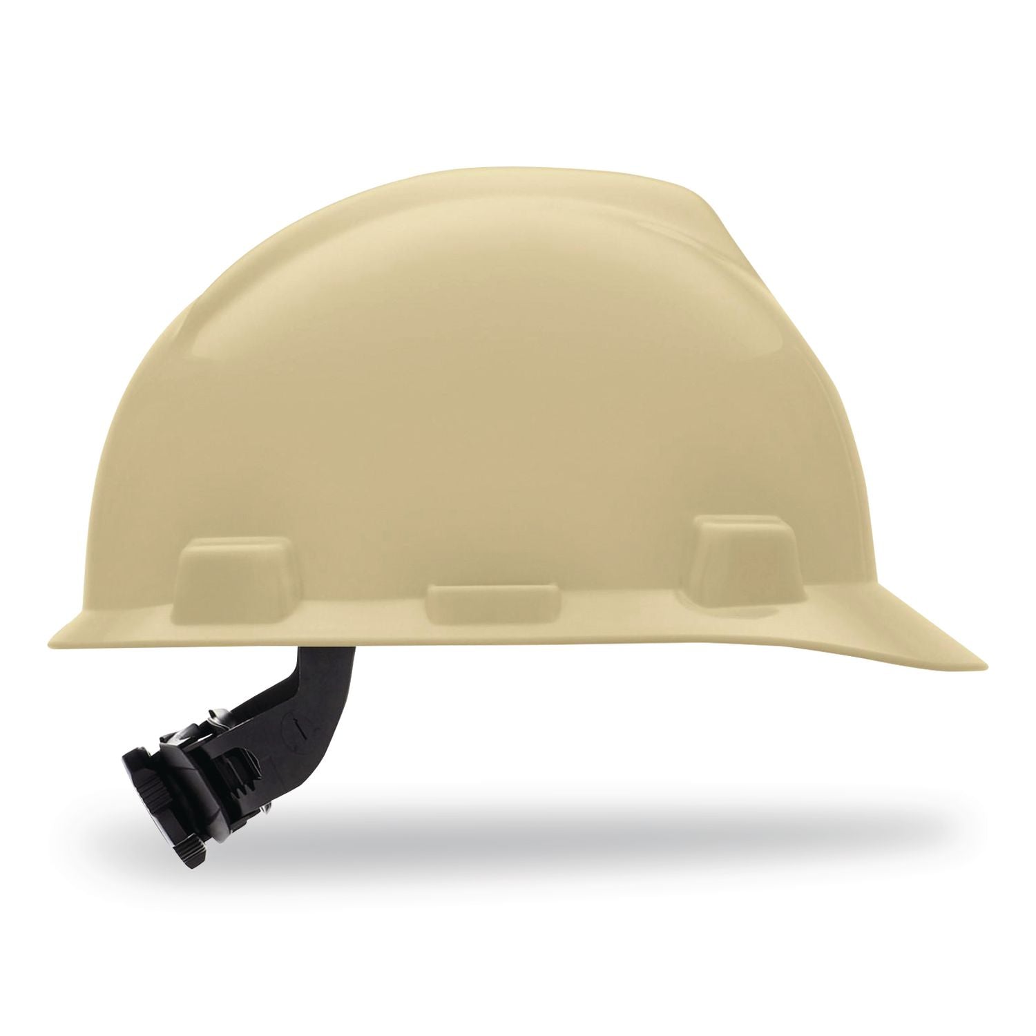 V-Gard Hard Hats, Vented, Front Brim, Fas-Trac III Ratchet Suspension, One Size Fits Most (6.5 To 8), Light Buff