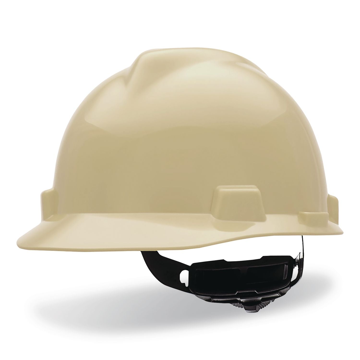 V-Gard Hard Hats, Vented, Front Brim, Fas-Trac III Ratchet Suspension, One Size Fits Most (6.5 To 8), Light Buff