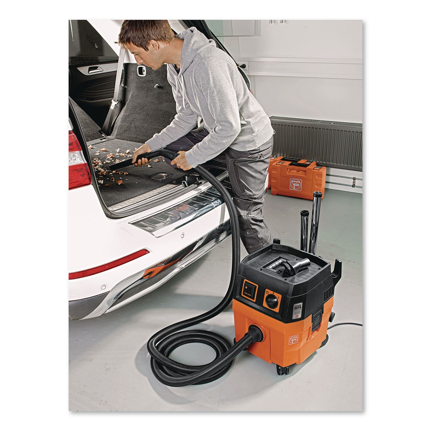 Turbo I PRO Set HEPA Wet/Dry Dust Extractor Vacuum, 5.8 Gal Tank Capacity, Orange/Black