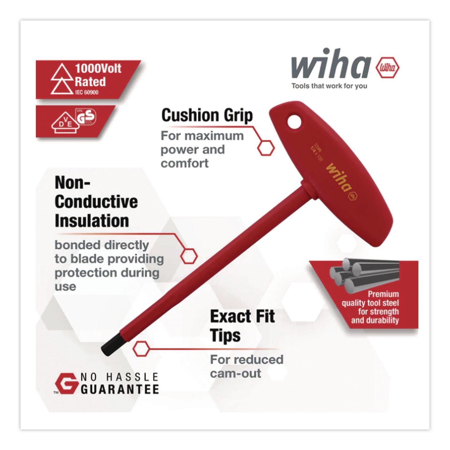 6-Piece Insulated T-Handle Inch Hex Screwdriver Set