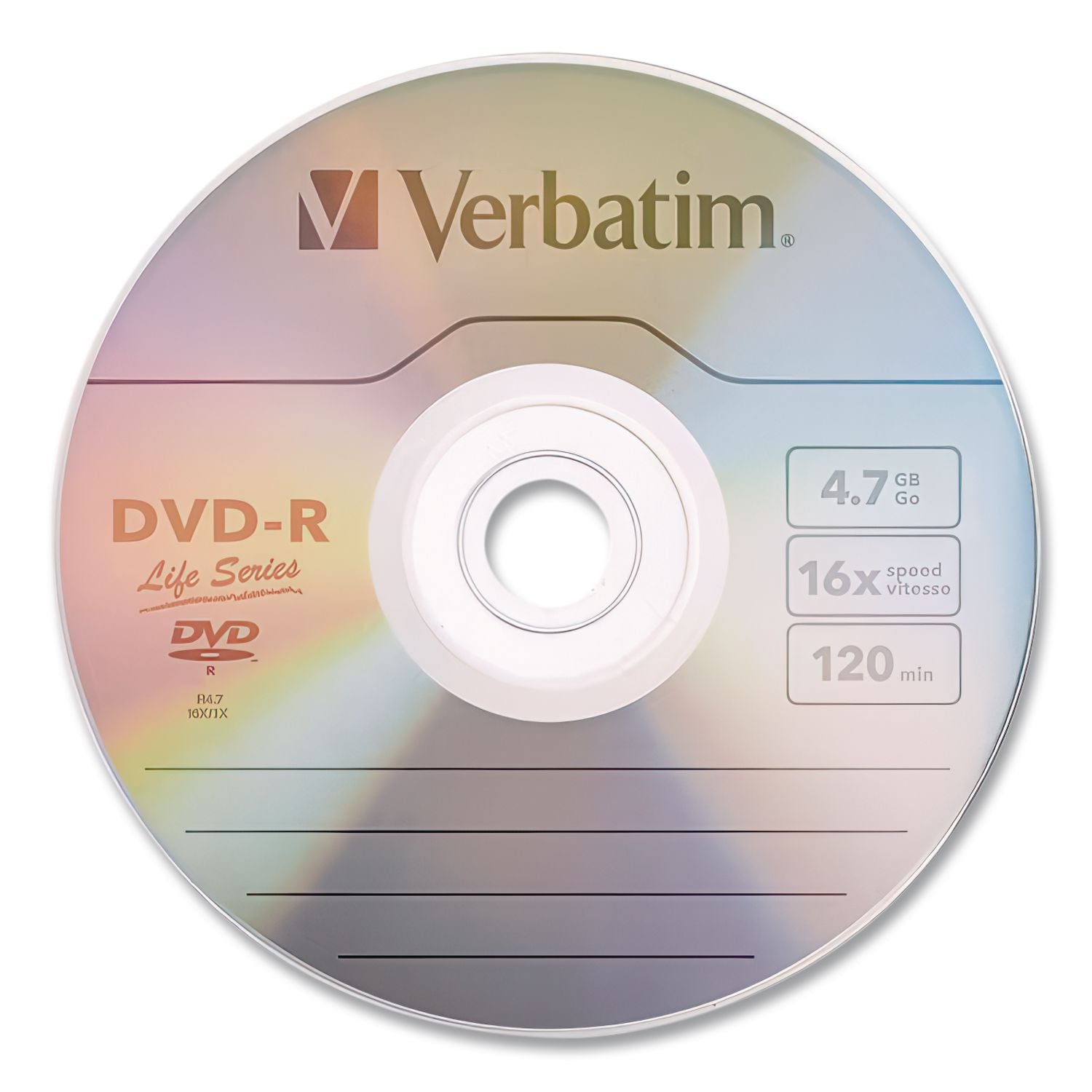 DVD-R Lifeseries Branded Disc, 4.7 GB, 16X, Spindle, Silver, 100/Pack