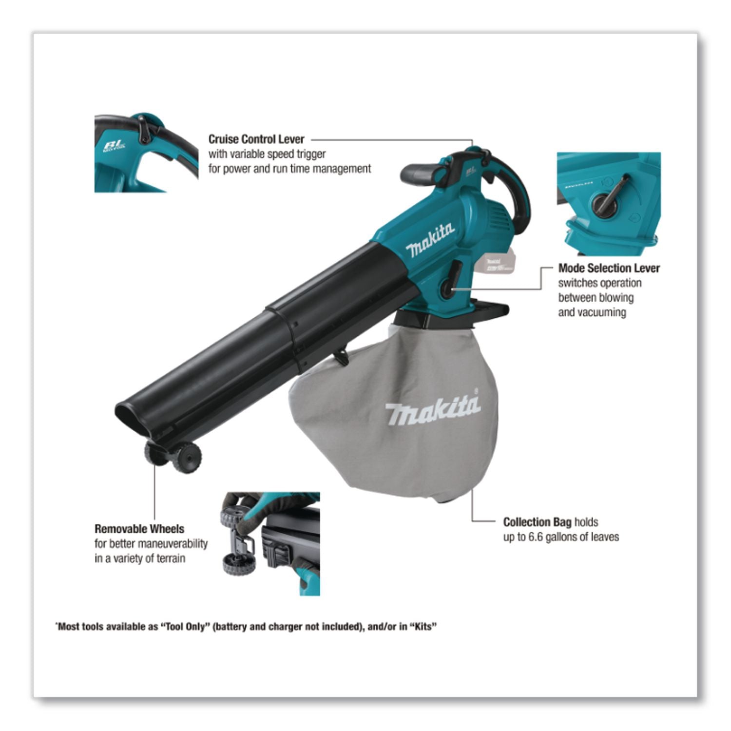18V LXT BL Li-Ion 6.6 Gal Cordless Blower/Vacuum/Mulcher (Tool Only)