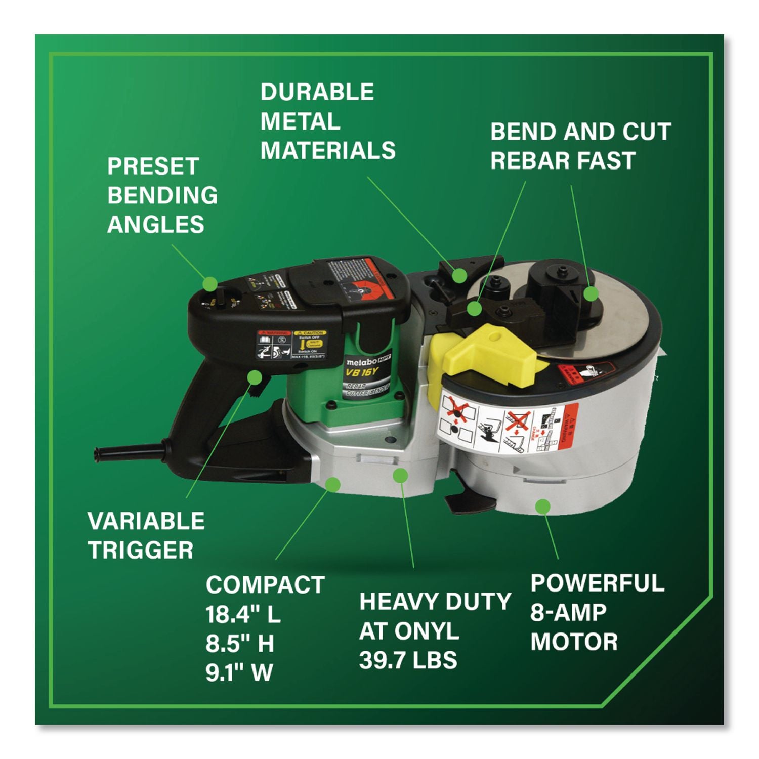 8 Amp Variable Speed Portable Rebar Cutter And Bender