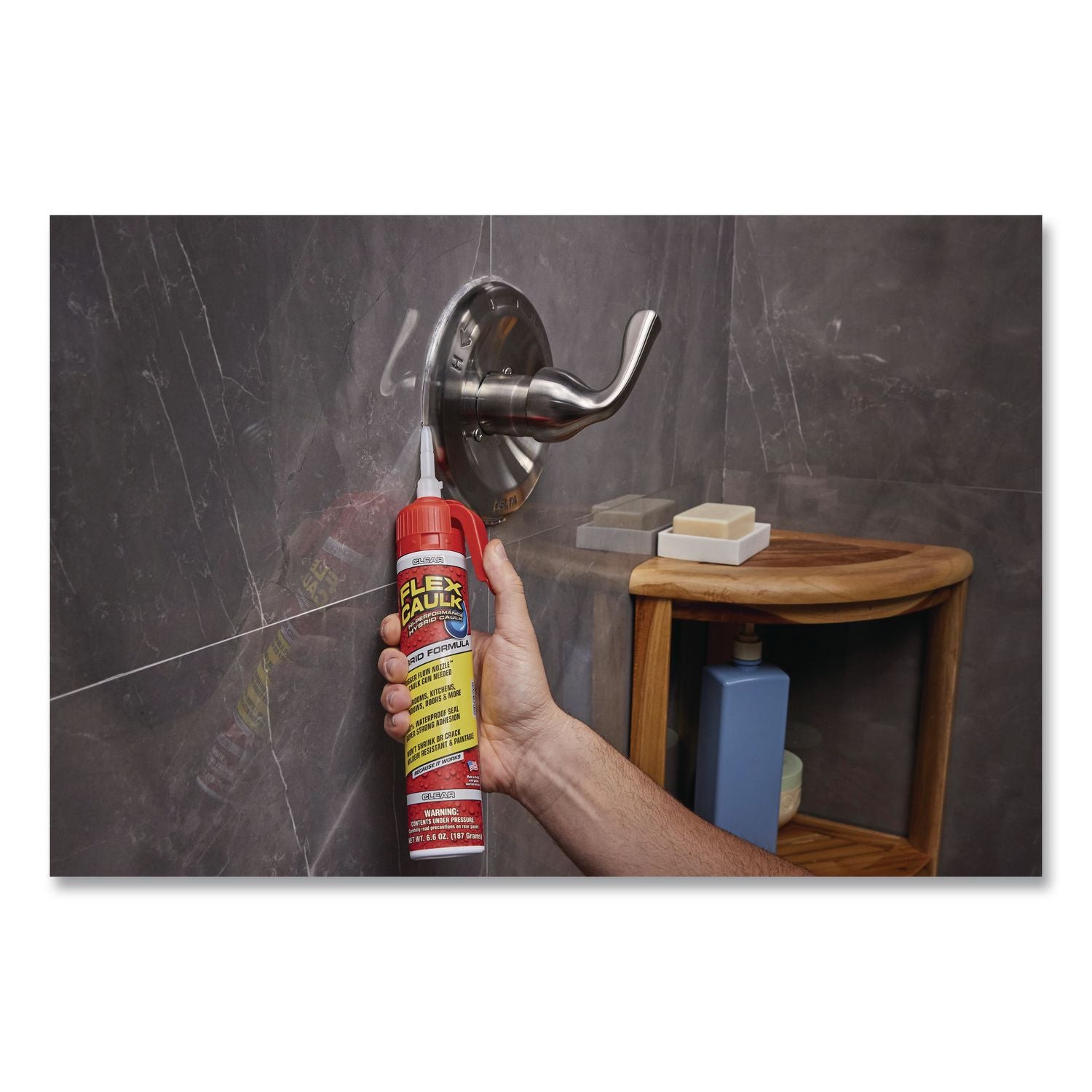 Flex Caulk Hi-Performance Hybrid Caulk, 6.6 Oz Aerosol Can, Dries Clear, 4/Carton