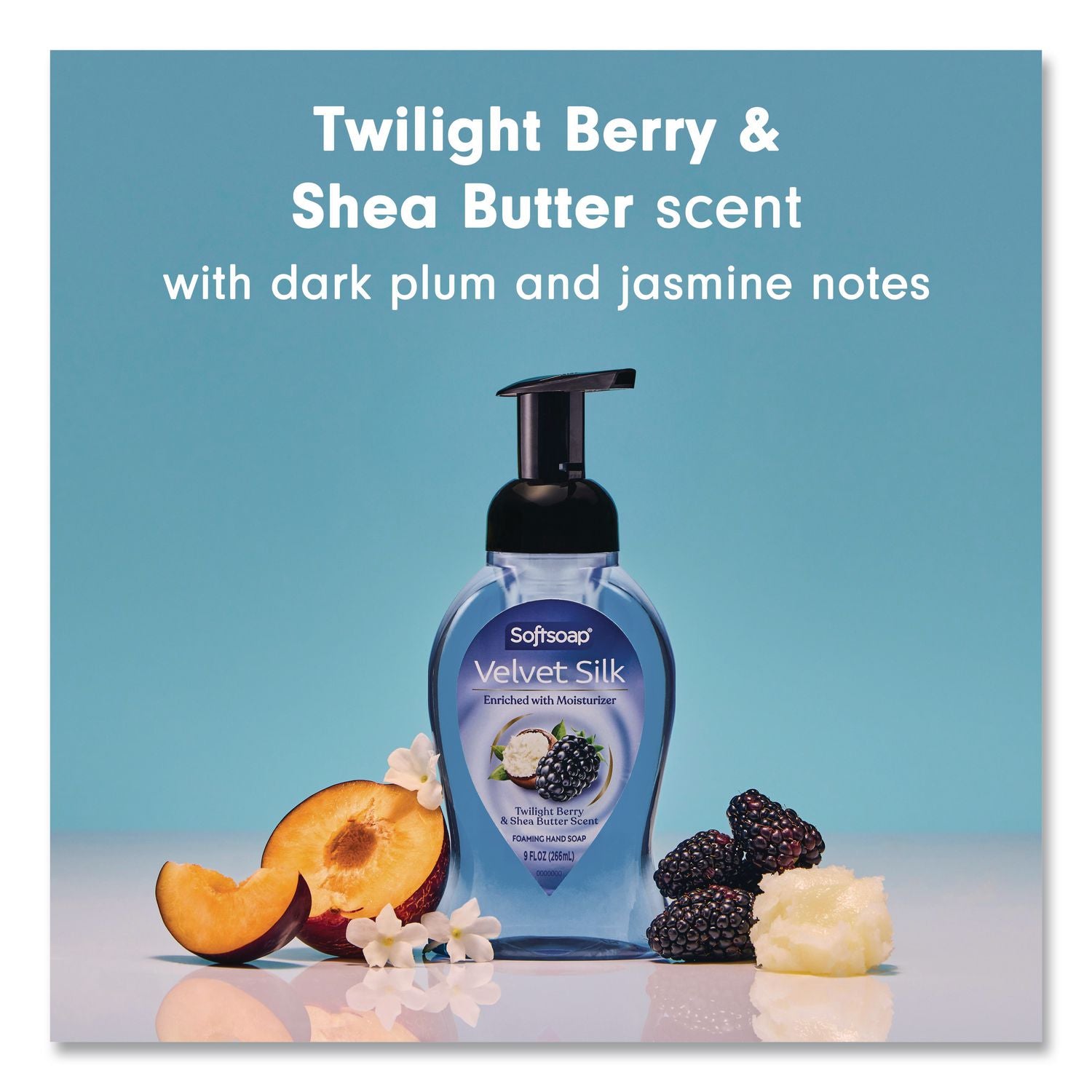 Velvet Silk Foaming Liquid Hand Soap, Twilight Berry And Shea Butter, 9 Oz, 6/Carton