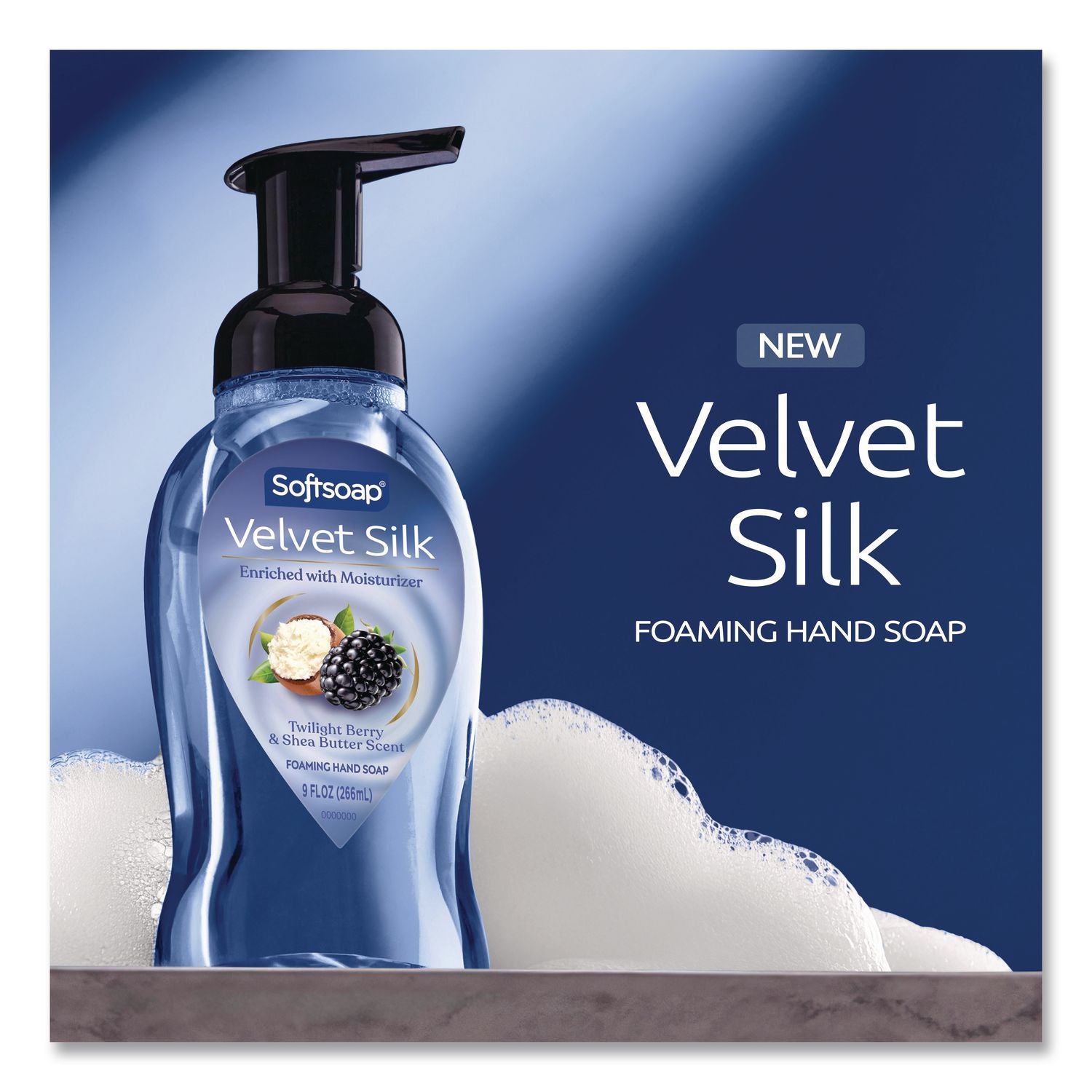 Velvet Silk Foaming Liquid Hand Soap, Twilight Berry And Shea Butter, 9 Oz, 6/Carton