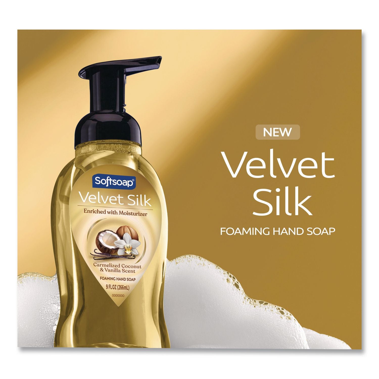 Velvet Silk Foaming Liquid Hand Soap, Coconut, 9 Oz, 6/Carton