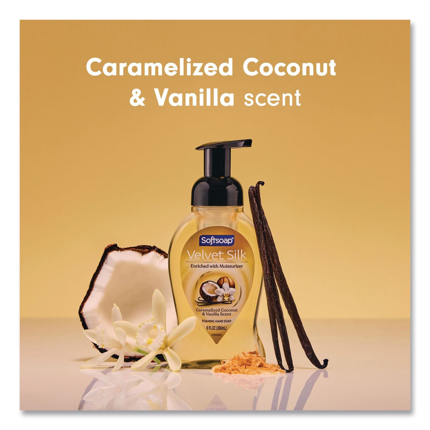 Velvet Silk Foaming Liquid Hand Soap, Coconut, 9 Oz, 6/Carton
