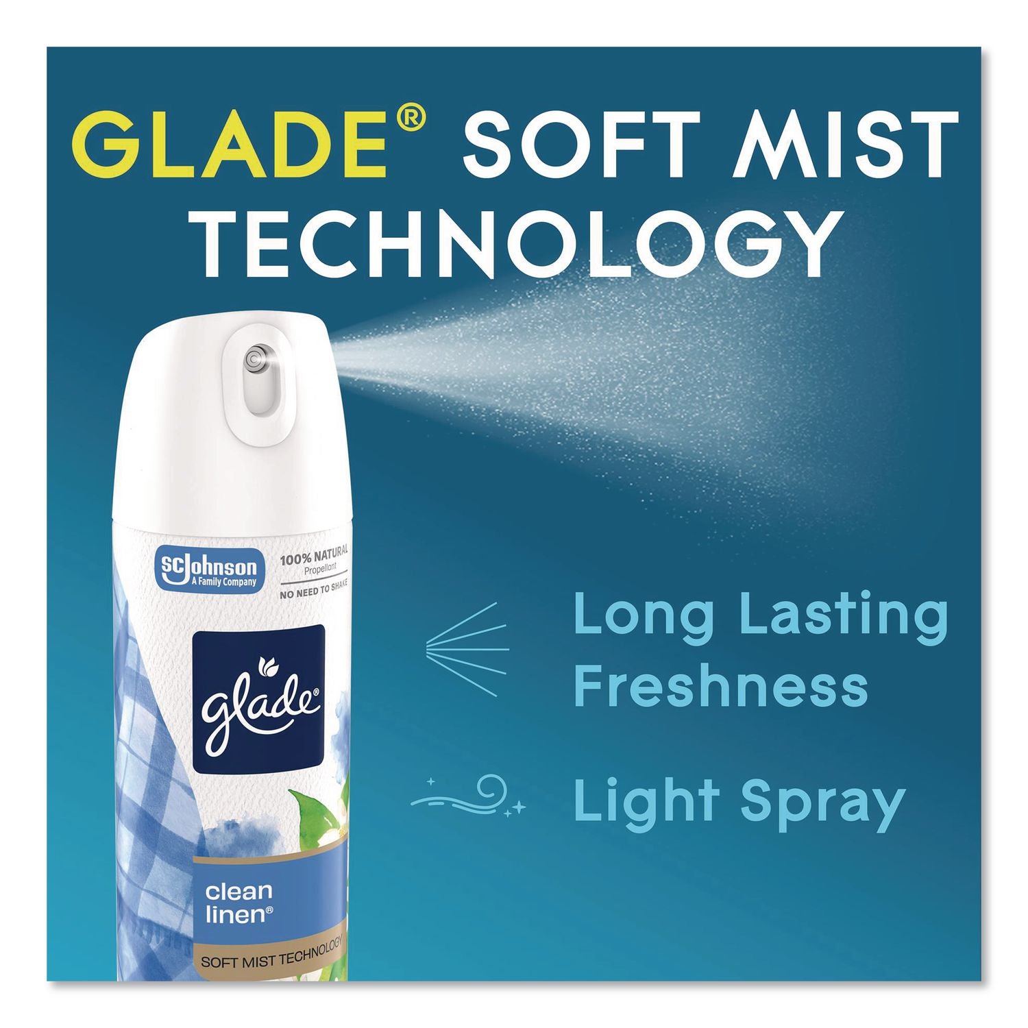 Air Freshener, Clean Linen, 7.3 Oz Aerosol Spray, 6/Carton
