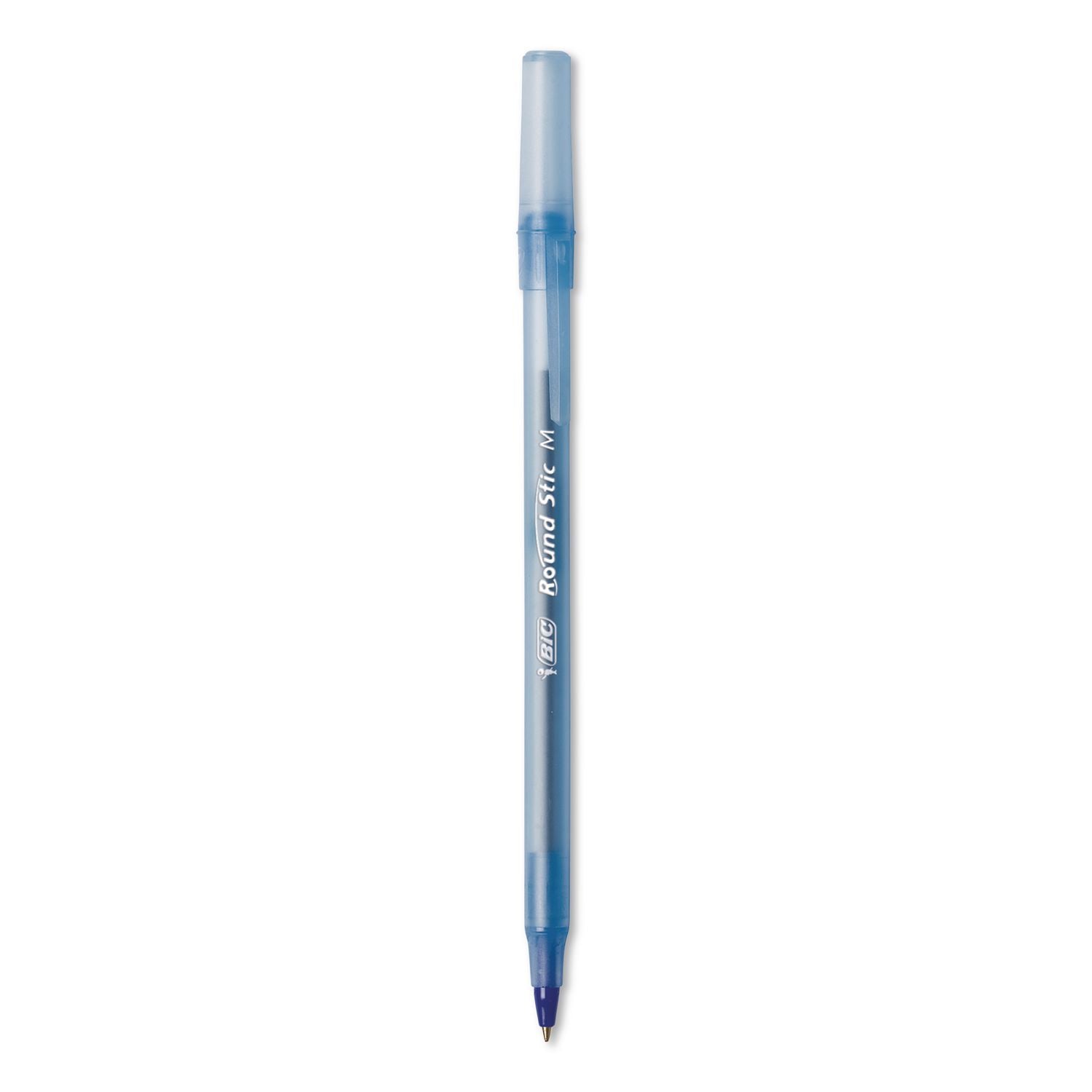 Round Stic Xtra Life Ballpoint Pen, Stick, Medium 1 Mm, Blue Ink, Translucent Blue Barrel, 12/Box, 36 Boxes/Carton