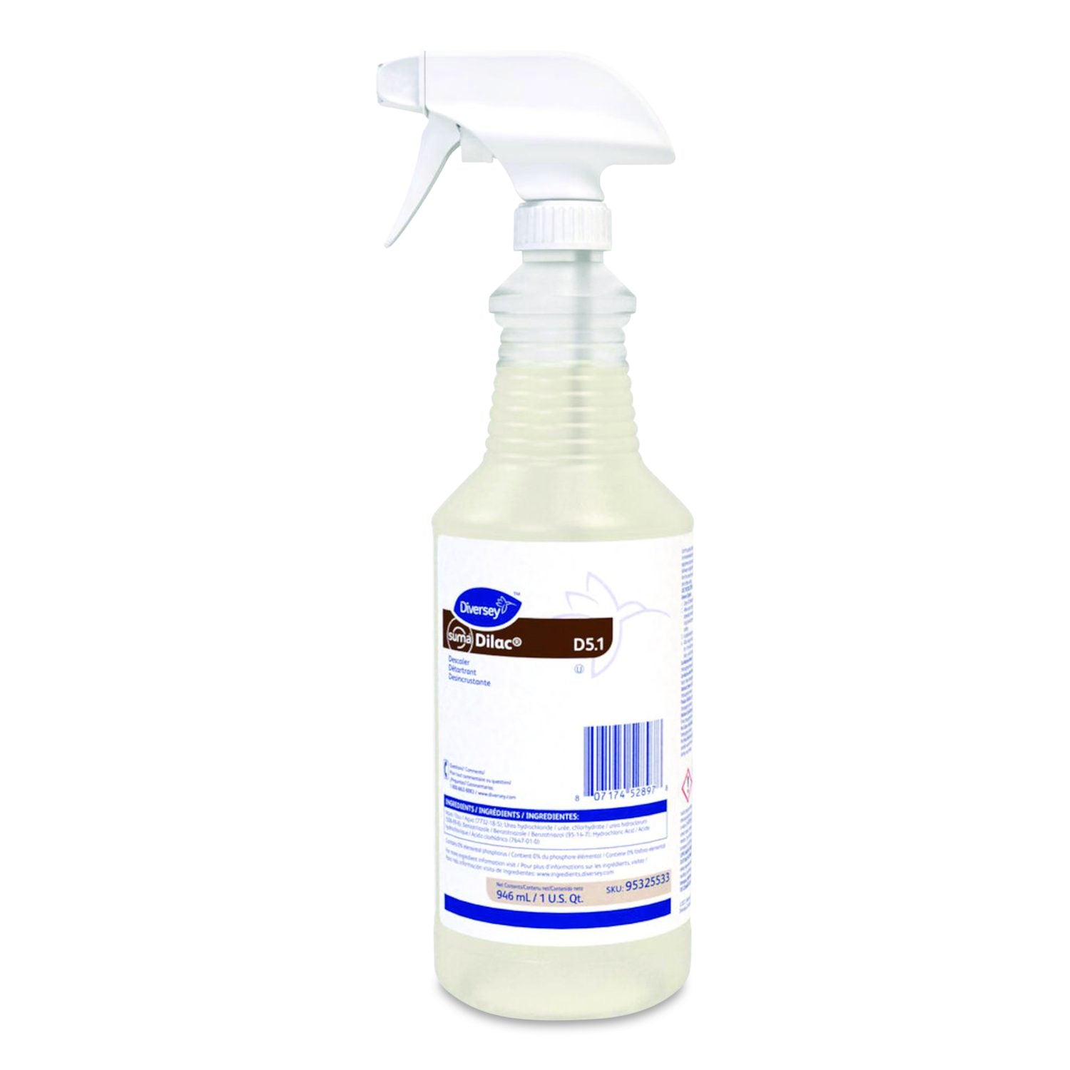 Suma Dilac Descaler D5.1, 32 Oz Spray Bottle, 12/Carton