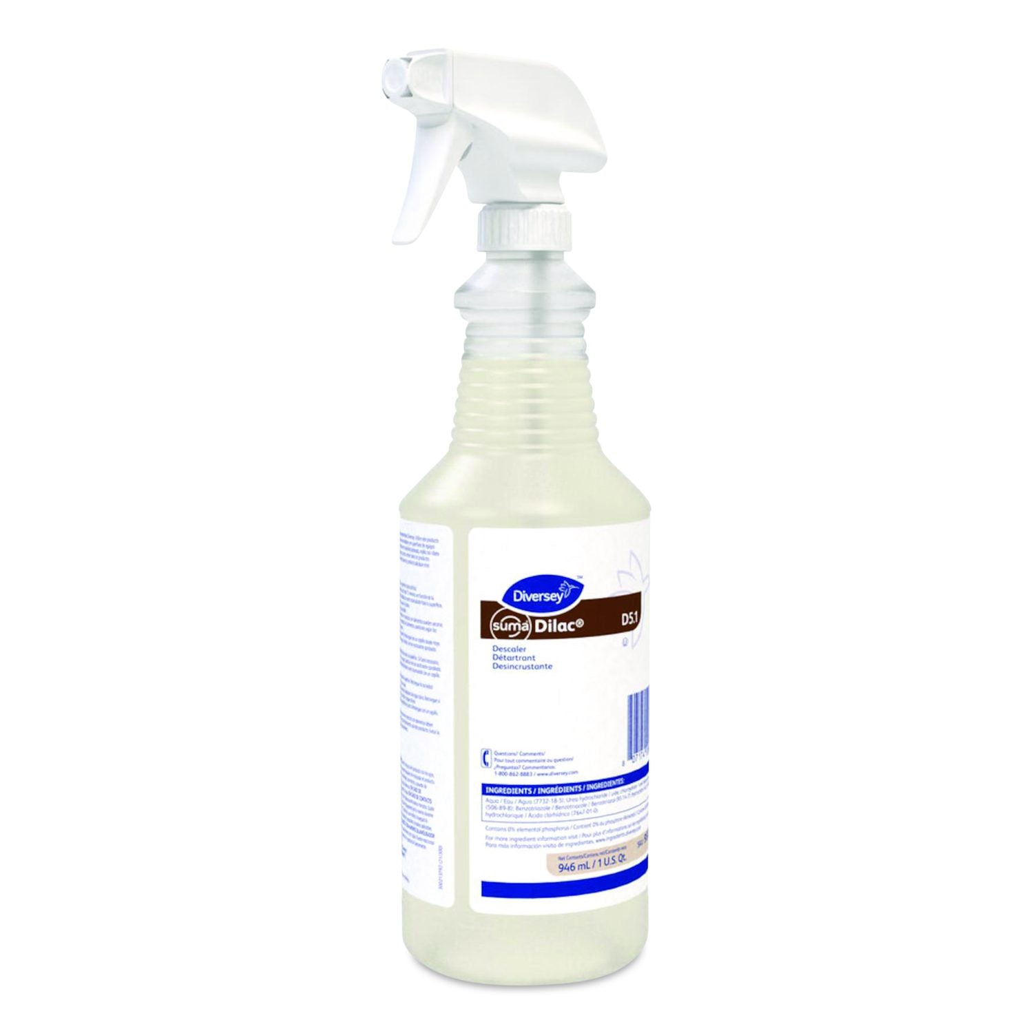 Suma Dilac Descaler D5.1, 32 Oz Spray Bottle, 12/Carton