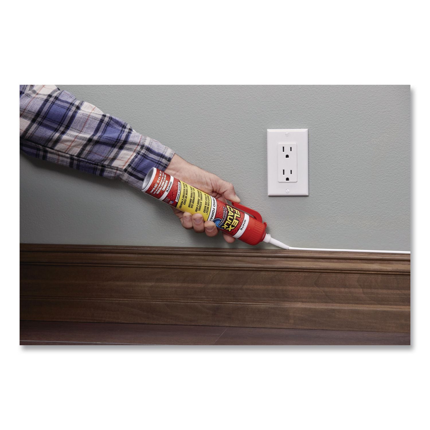Flex Caulk Hi-Performance Hybrid Caulk, 9 Oz Aerosol Can, Dries White, 4/Carton