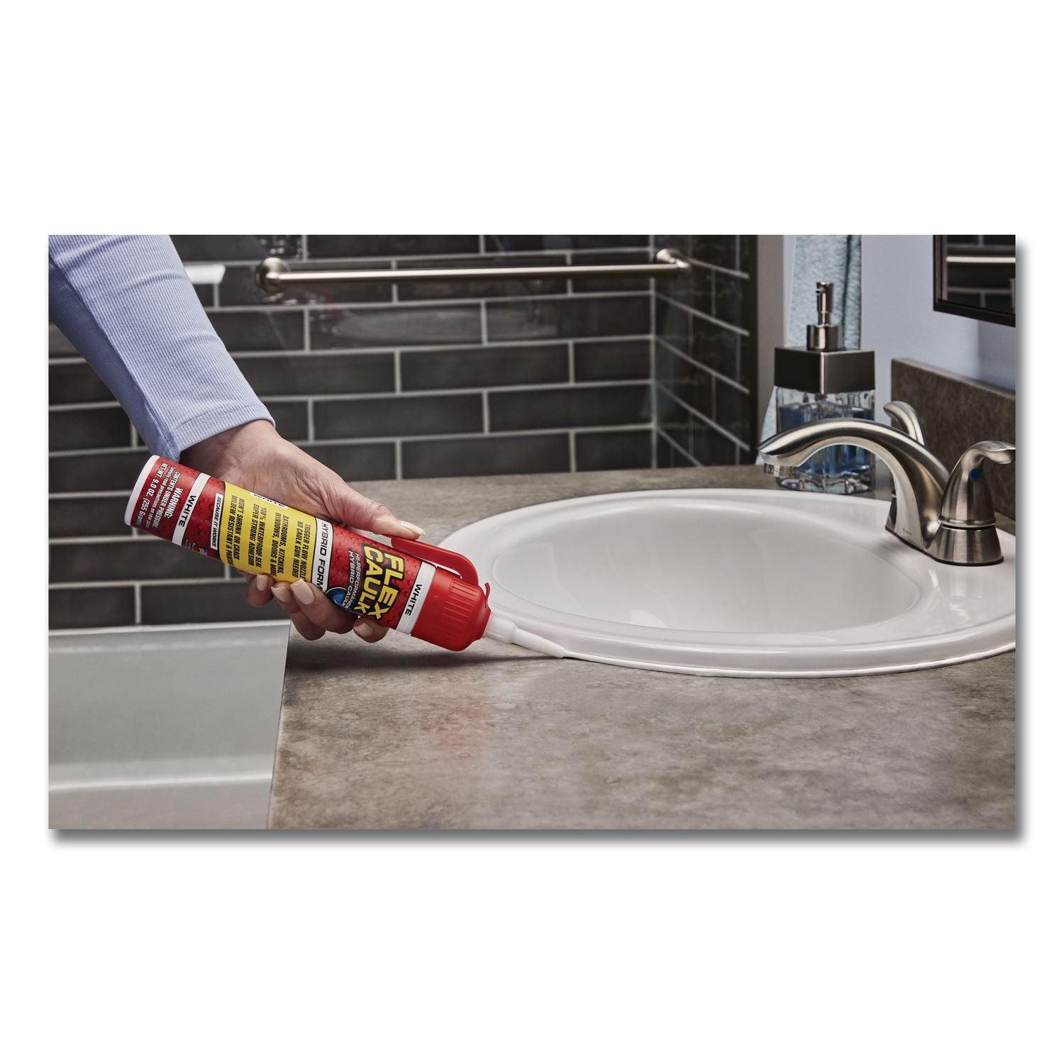 Flex Caulk Hi-Performance Hybrid Caulk, 9 Oz Aerosol Can, Dries White, 4/Carton