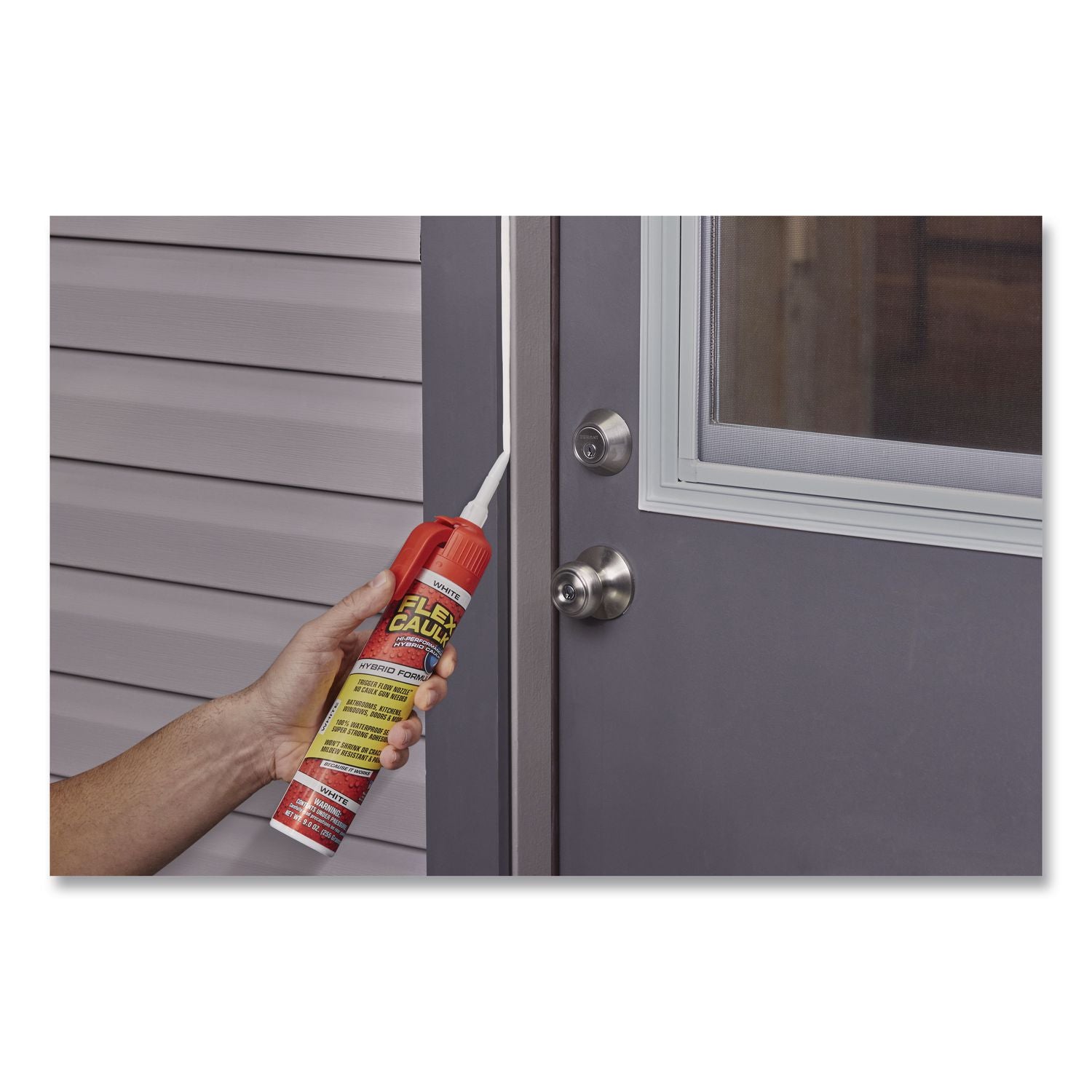Flex Caulk Hi-Performance Hybrid Caulk, 9 Oz Aerosol Can, Dries White, 4/Carton
