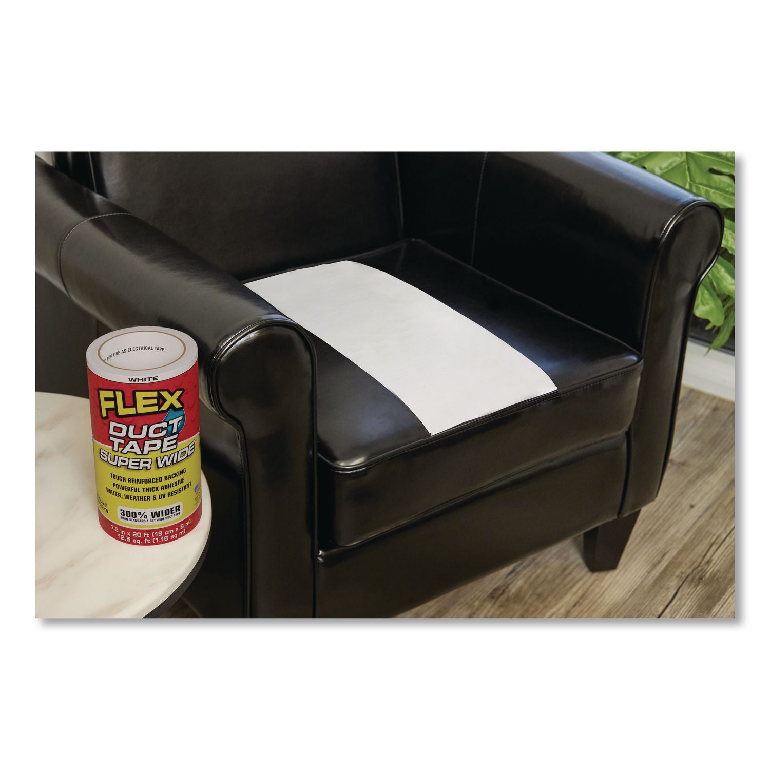 Flex Super Wide Duct Tape, 4" Core, 39 Mil Thick, 7.5" X 20 Ft, White, 3/Carton