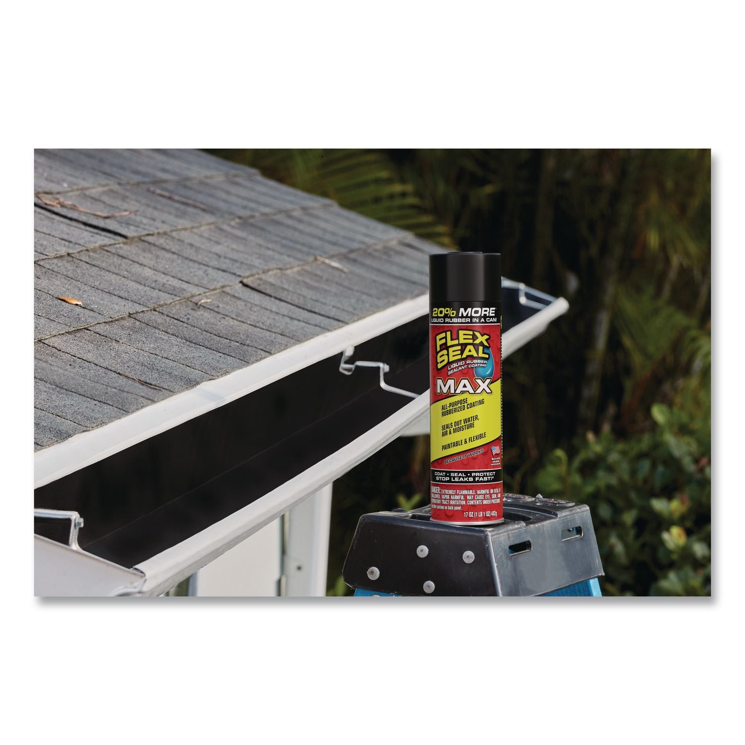 Flex Seal Liquid Rubber Sealant Coating MAX Aerosol, 17 Oz Aerosol Can, Dries Black, 4/Carton