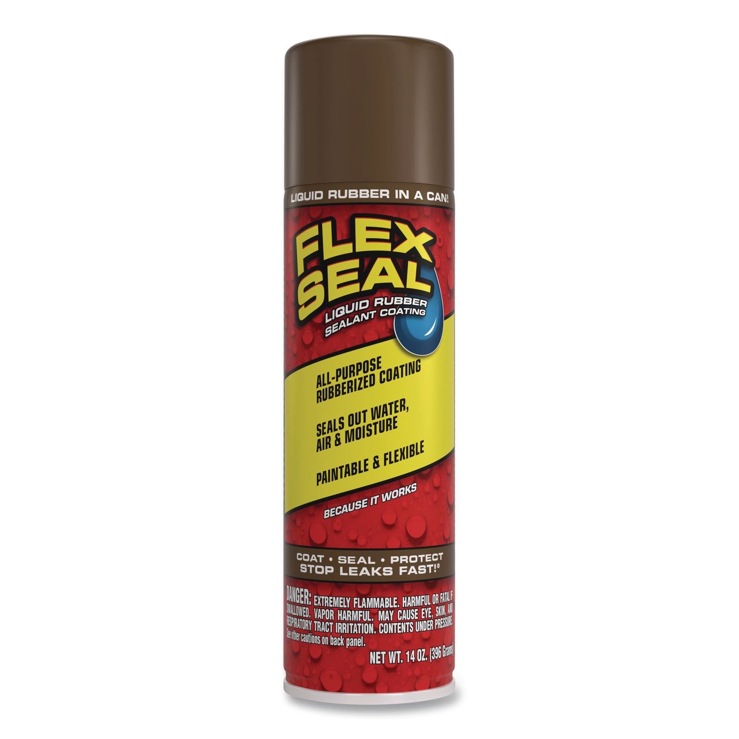 Flex Seal Liquid Rubber Sealant Coating Aerosol, 14 Oz Aerosol Can, Dries Brown, 6/Carton