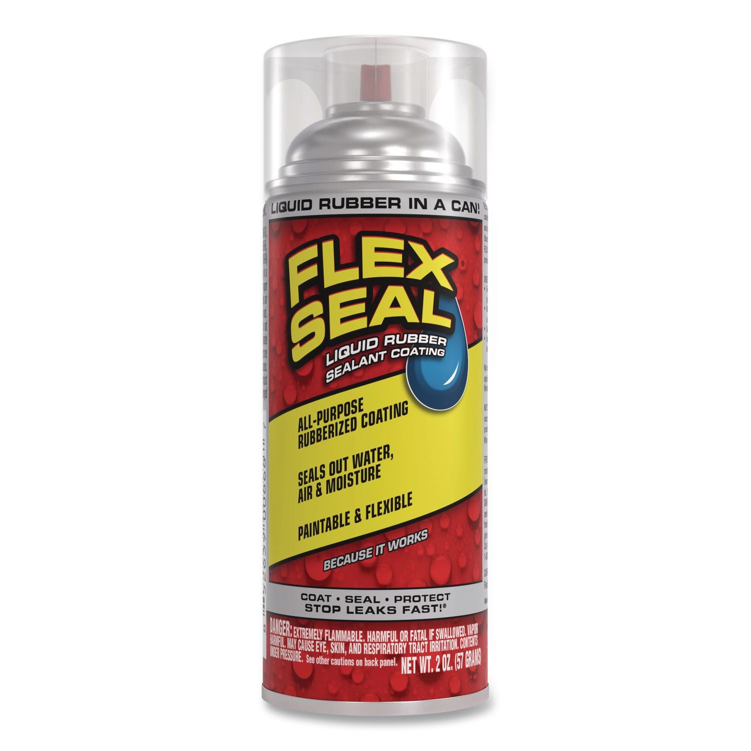 Flex Seal Liquid Rubber Sealant Coating Aerosol, 2 Oz Aerosol Can, Dries Clear, 12/Carton