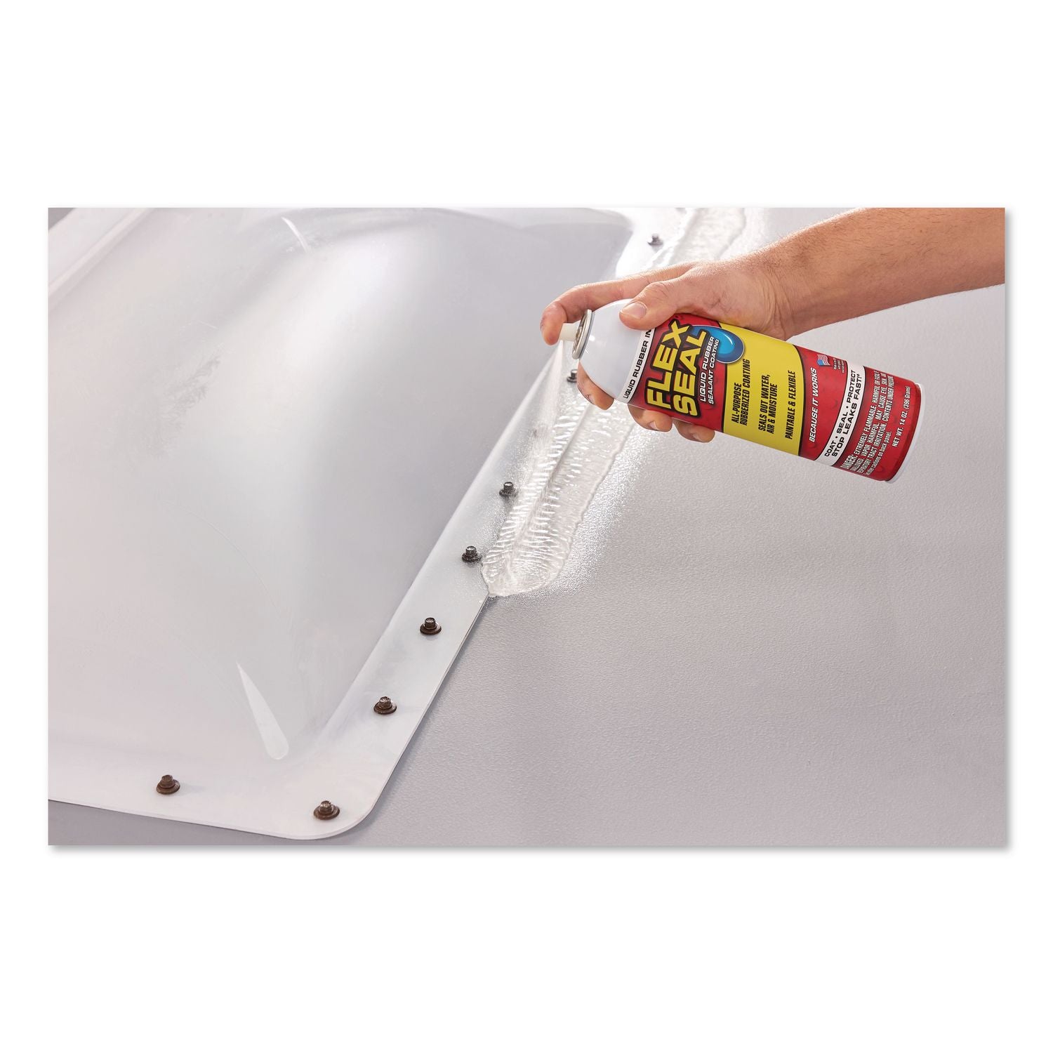 Flex Seal Liquid Rubber Sealant Coating Aerosol, 14 Oz Aerosol Can, Dries White, 6/Carton