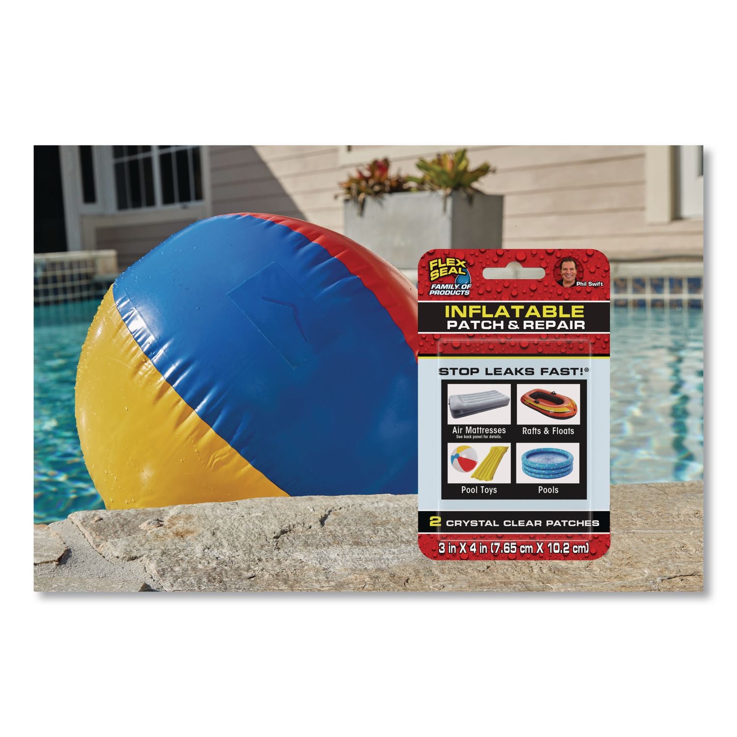Flex Seal Inflatable Patch And Repair, 6" X 4" X 2.5", Clear, 8/Carton