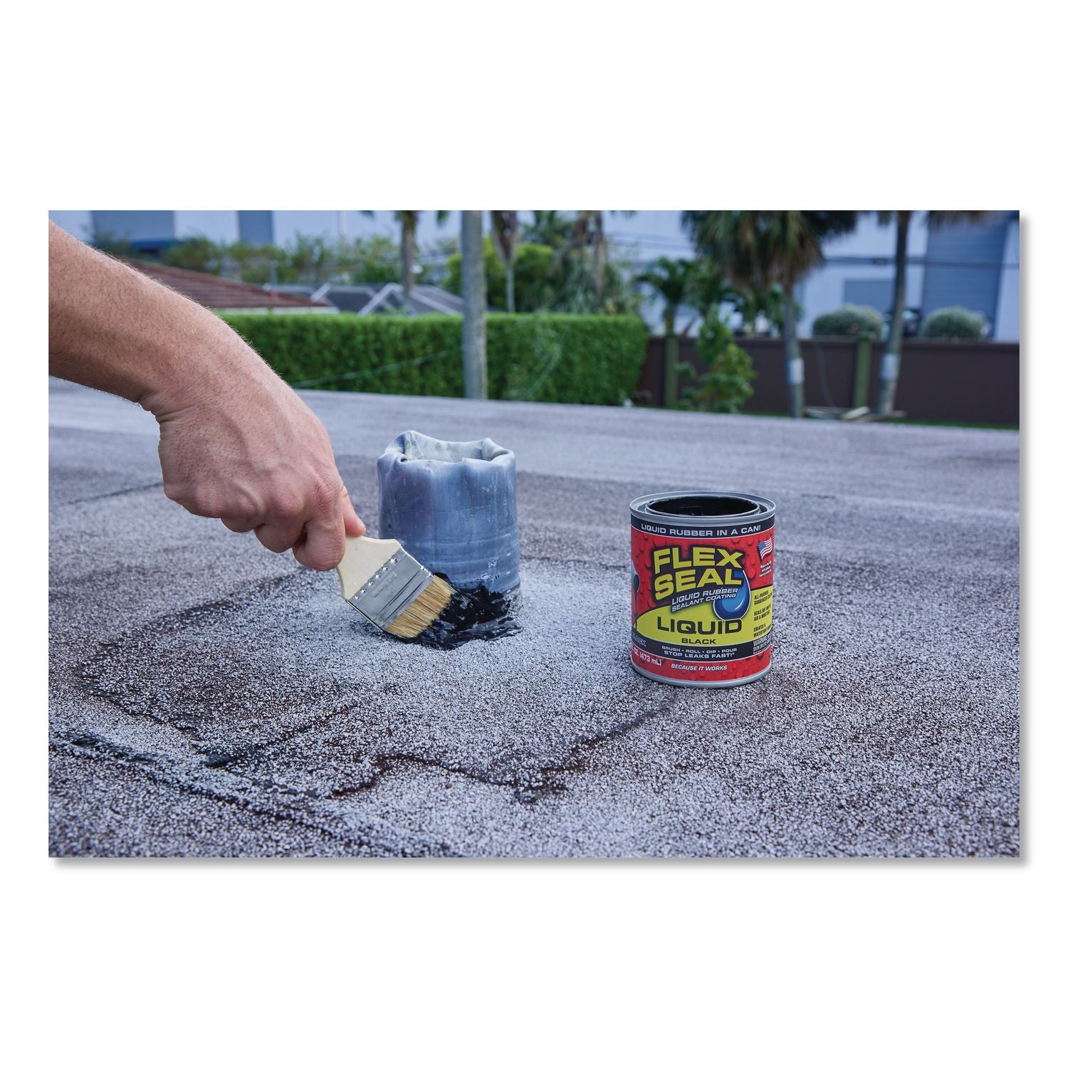 Flex Seal Liquid Rubber Sealant Coating Liquid, 16 Oz Can, Dries Black, 6/Carton