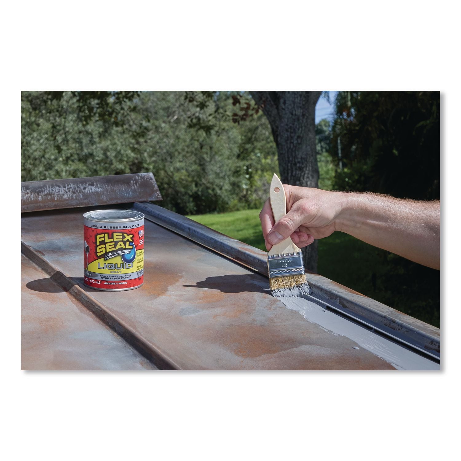 Flex Seal Liquid Rubber Sealant Coating Liquid, 16 Oz Can, Dries Gray, 6/Carton