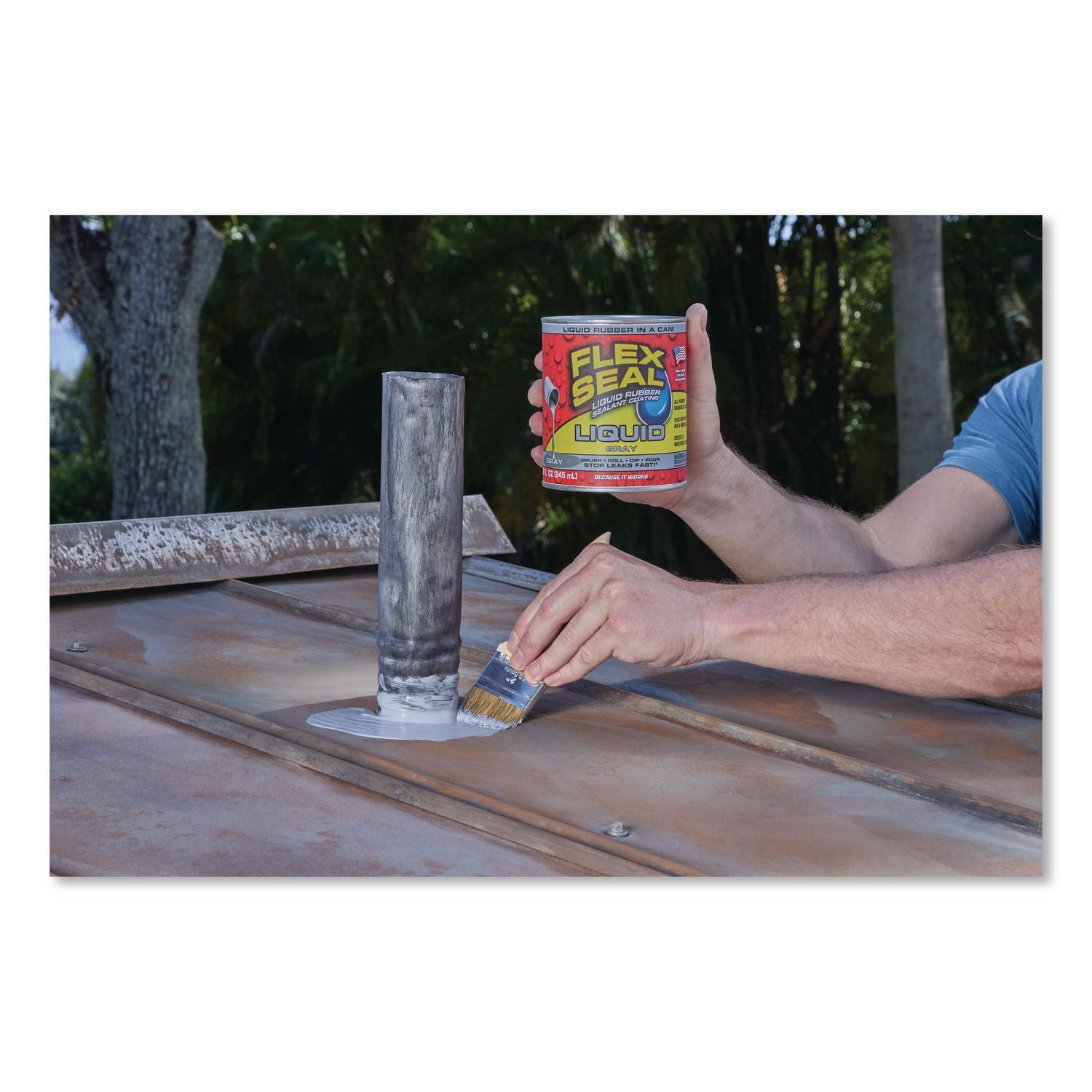 Flex Seal Liquid Rubber Sealant Coating Liquid, 32 Oz Can, Dries Gray, 6/Carton