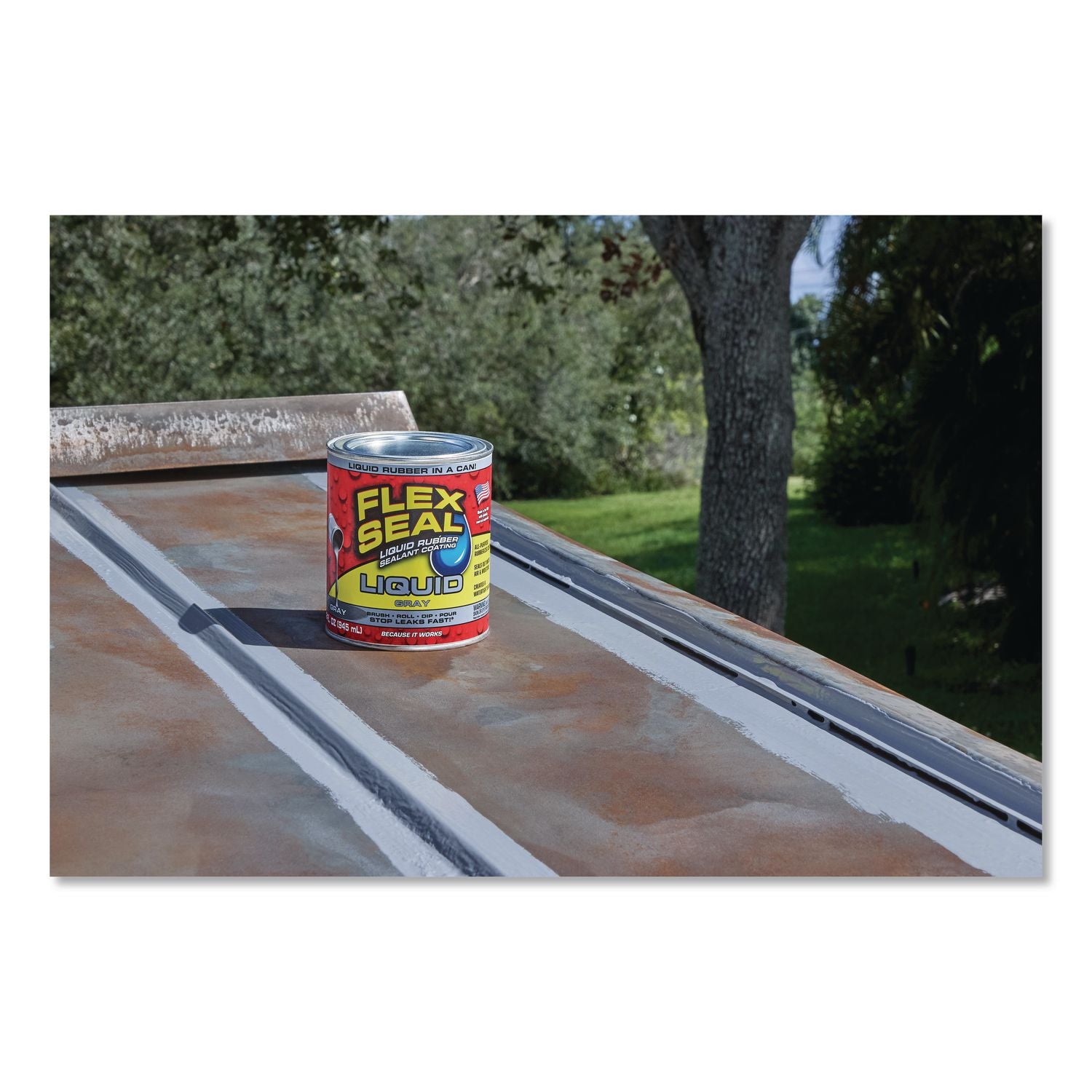 Flex Seal Liquid Rubber Sealant Coating Liquid, 32 Oz Can, Dries Gray, 6/Carton