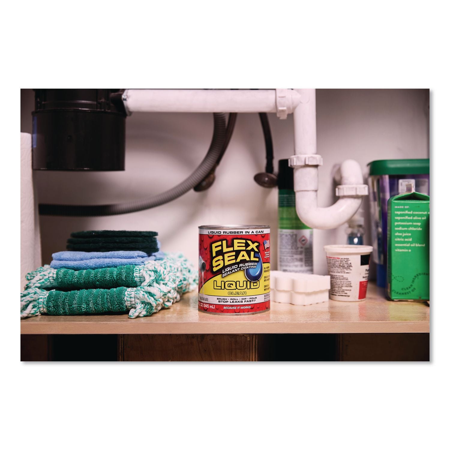 Flex Seal Liquid Rubber Sealant Coating Liquid, 32 Oz Can, Dries Clear, 6/Carton