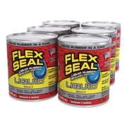 Flex Seal Liquid Rubber Sealant Coating Liquid, 16 Oz Can, Dries Gray, 6/Carton