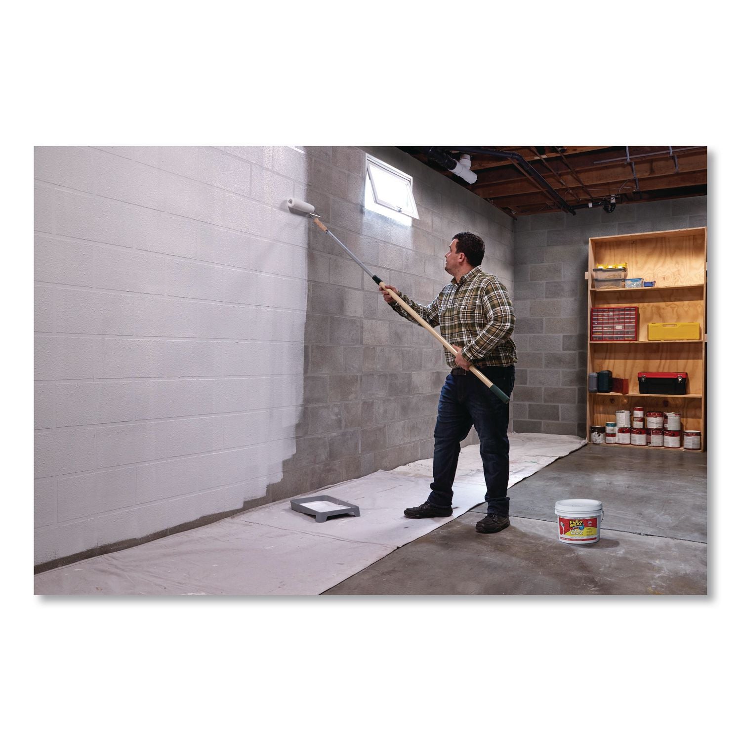 Flex Seal Liquid Rubber Sealant Coating Liquid Max, 2.5 Gal Bucket, Dries White