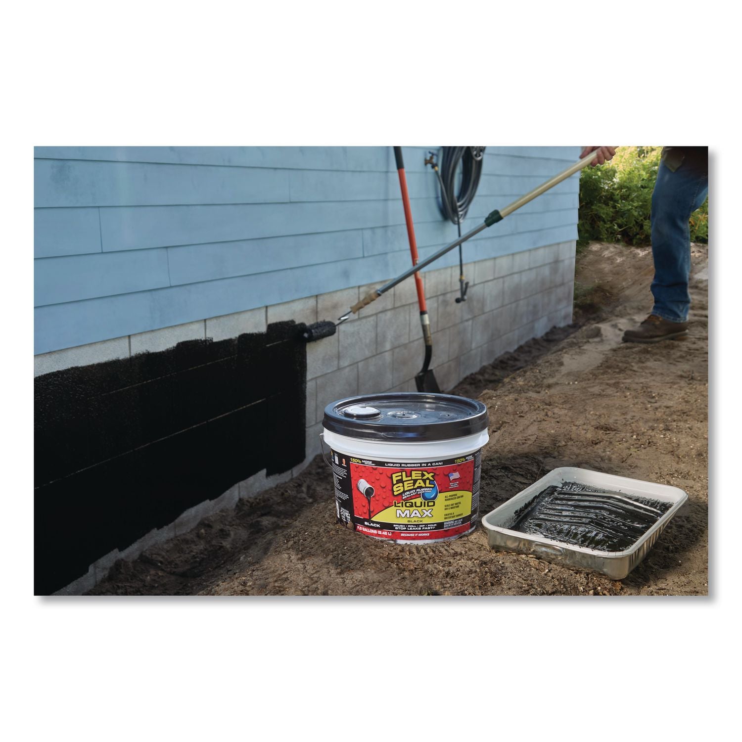Flex Seal Liquid Rubber Sealant Coating Liquid Max, 2.5 Gal Bucket, Dries Black