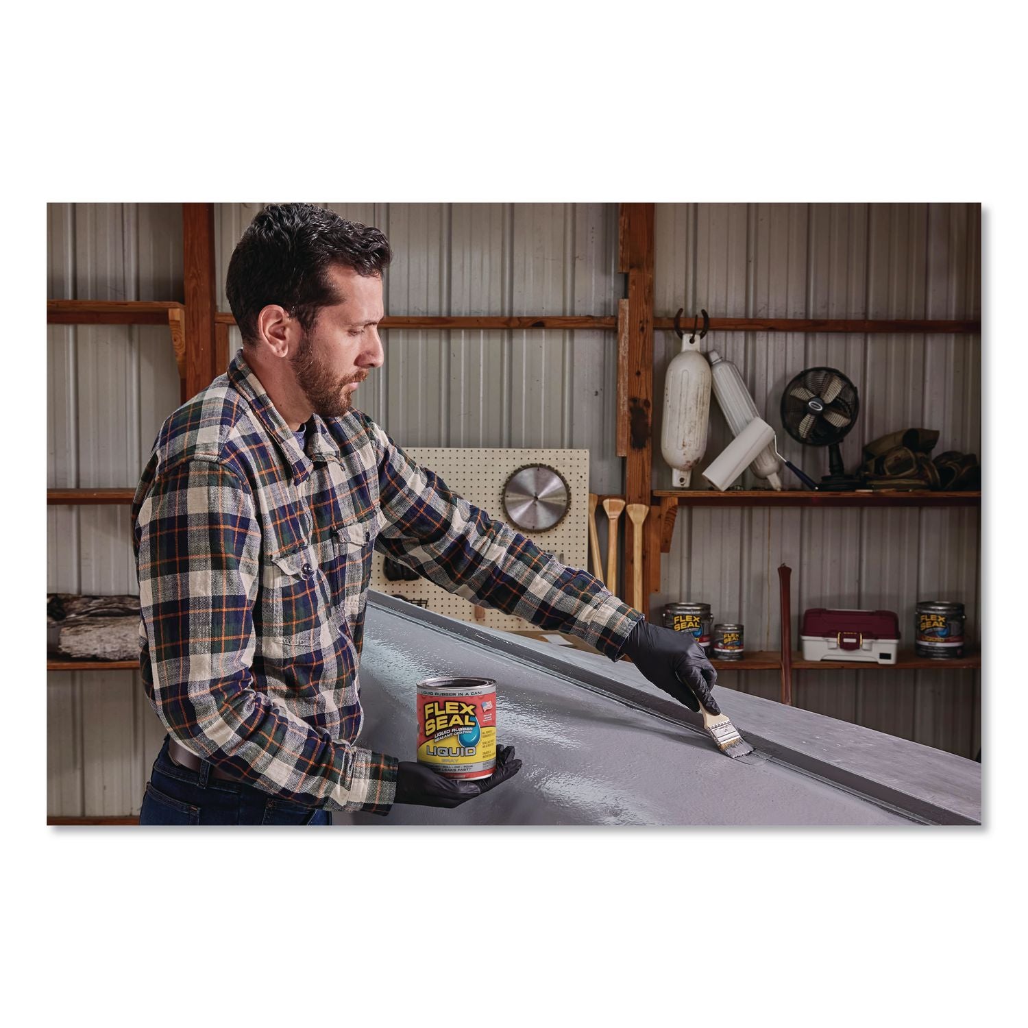 Flex Seal Liquid Rubber Sealant Coating Liquid, 32 Oz Can, Dries Gray, 6/Carton